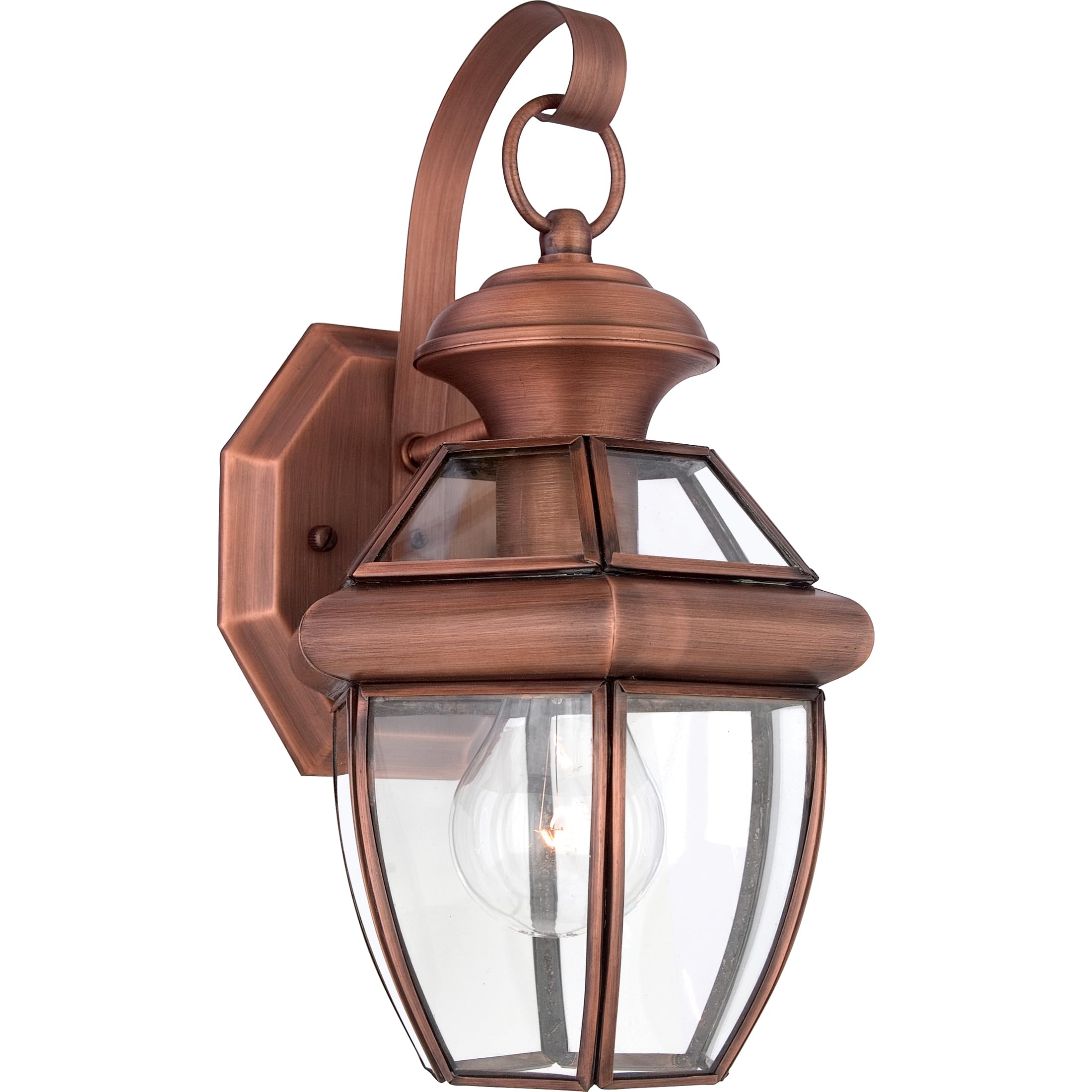 Quoizel Newbury 12 Outdoor Wall Lantern, Aged Copper with Clear