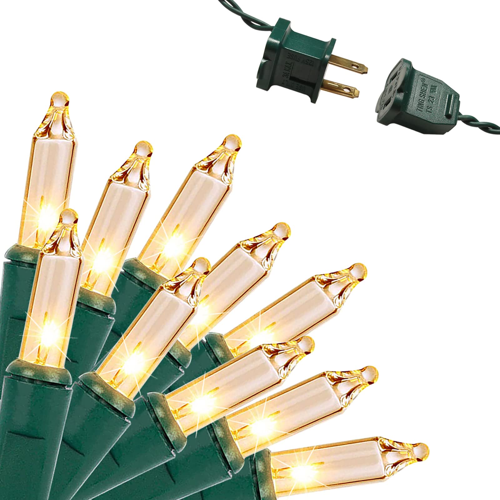 Lidore Super Bright Clear Mini Christmas Tree String Lights, Gift For Decoration, 8Ft 10 Count Bulbs With Green Cord, Ul Listed Indoor Outdoor Lighting For Holiday (Green Cable)