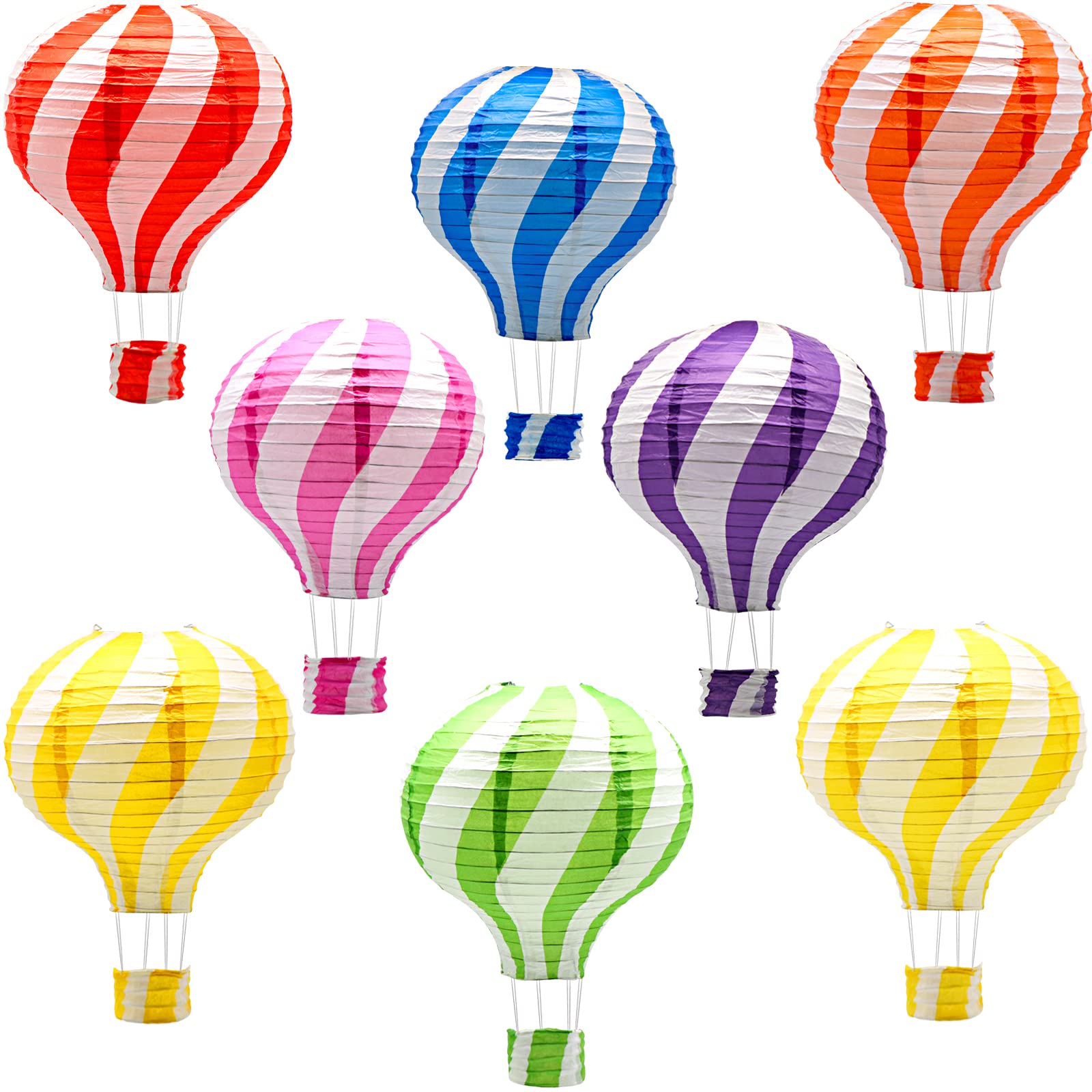 Twill Hanging Hot Air Balloon Paper Lanterns Set, Party Decoration Birthday Wedding Christmas Party Decor Gift, 12 Inch, Pack Of 8 Pieces