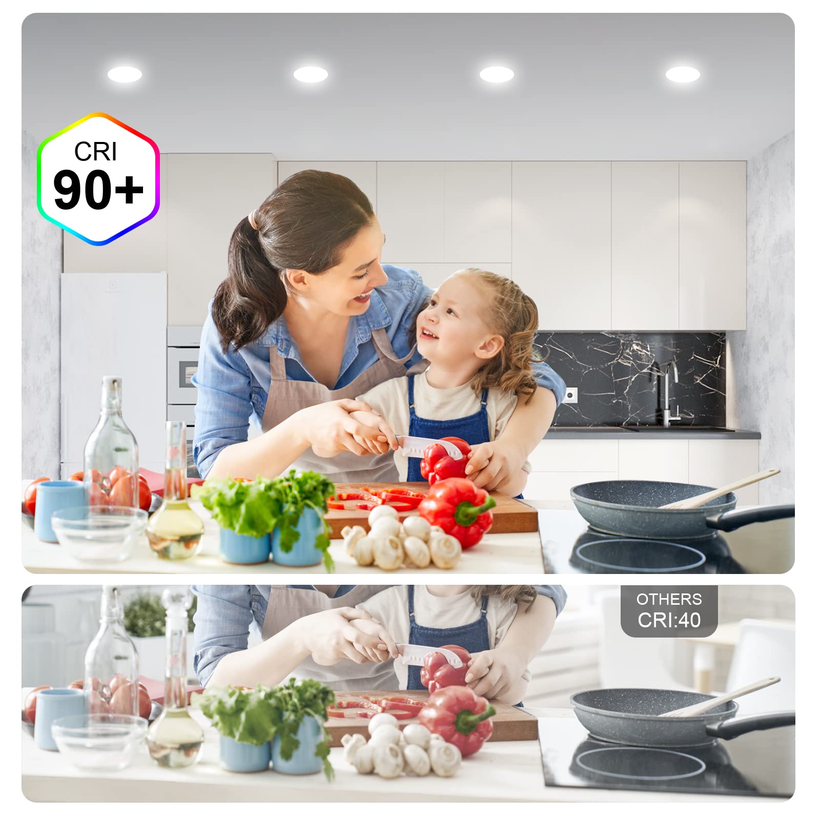 Miootly Recessed Lighting 6 Inch 12 Pack Led Ceiling Light Fixture 12W 2700K/3000K/3500K/4000K/5000K Dimmable Can Lights With Junction Box For Home Kitchen Bedroom Livingroom