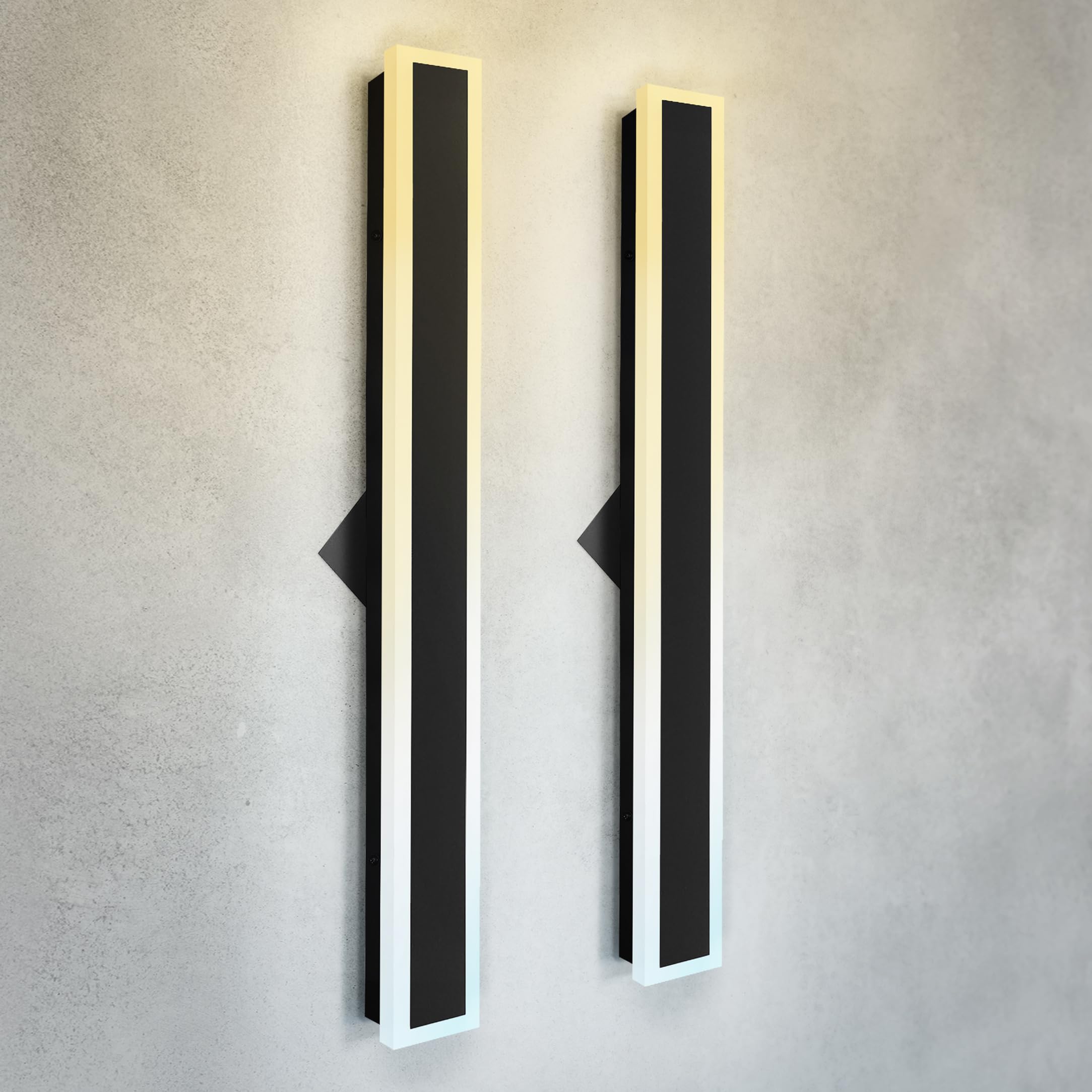 ASD LED Wall Light Fixture, 36 Inch, Dimmable, 2500LM, 3000K-5000K, Waterproof, Black, 2 Pack, Model A-LWS