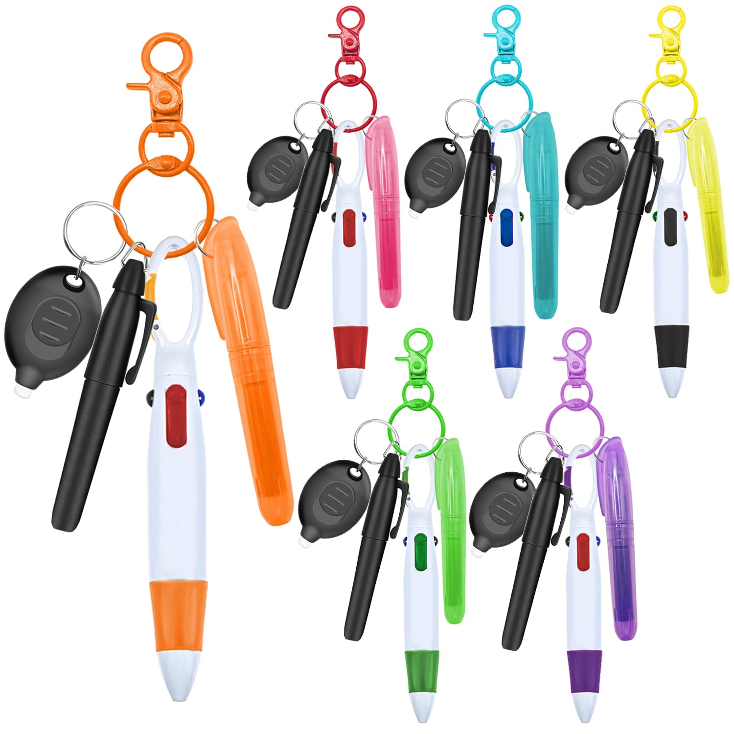 Daemson Nurse Pen Set - 6pcs Badge Reel, Highlighter, Marker, LED Flashlight, Ball Pen - Black - Model YSKL