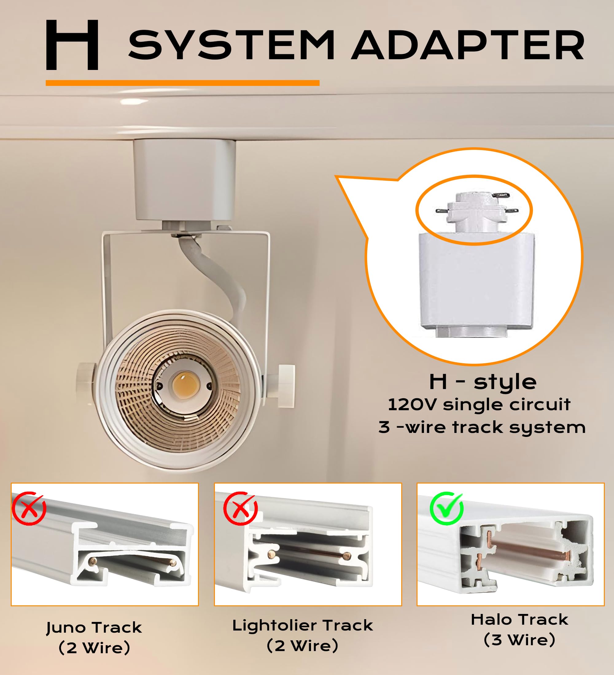 CLOUDY BAY Dimmable LED Track Light Head, 8W 4000K Cool White, Adjustable Tilt, Aluminum, Pack of 6
