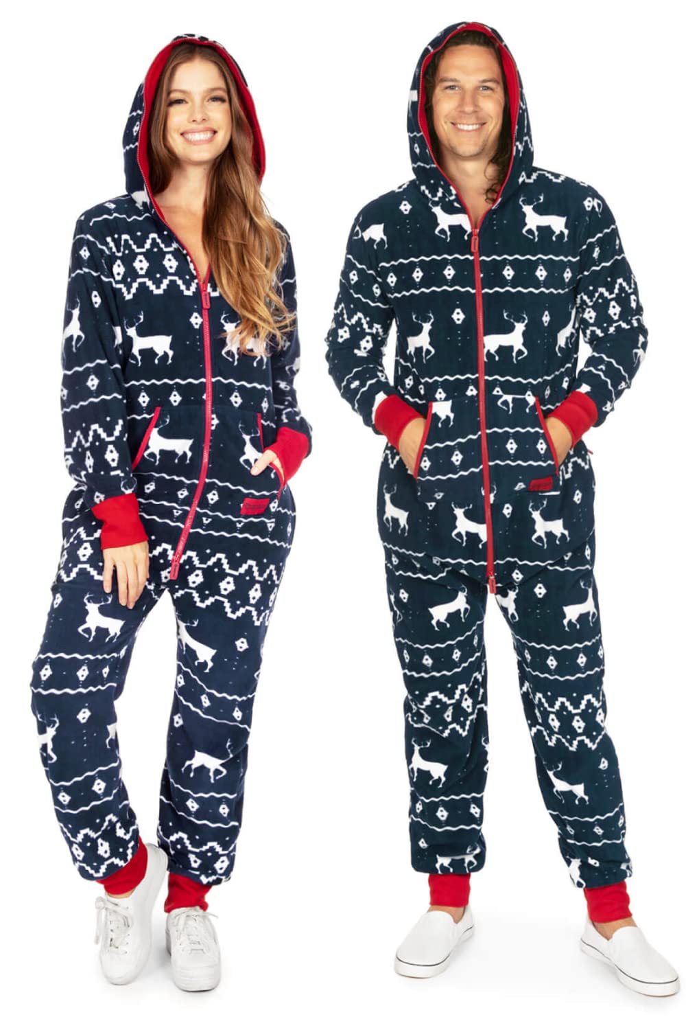 Tipsy Elves Blue Fair Isle Mens Ugly Christmas Sweater Jumpsuit Cozy Adult Jumpsuit Size Xx-Large