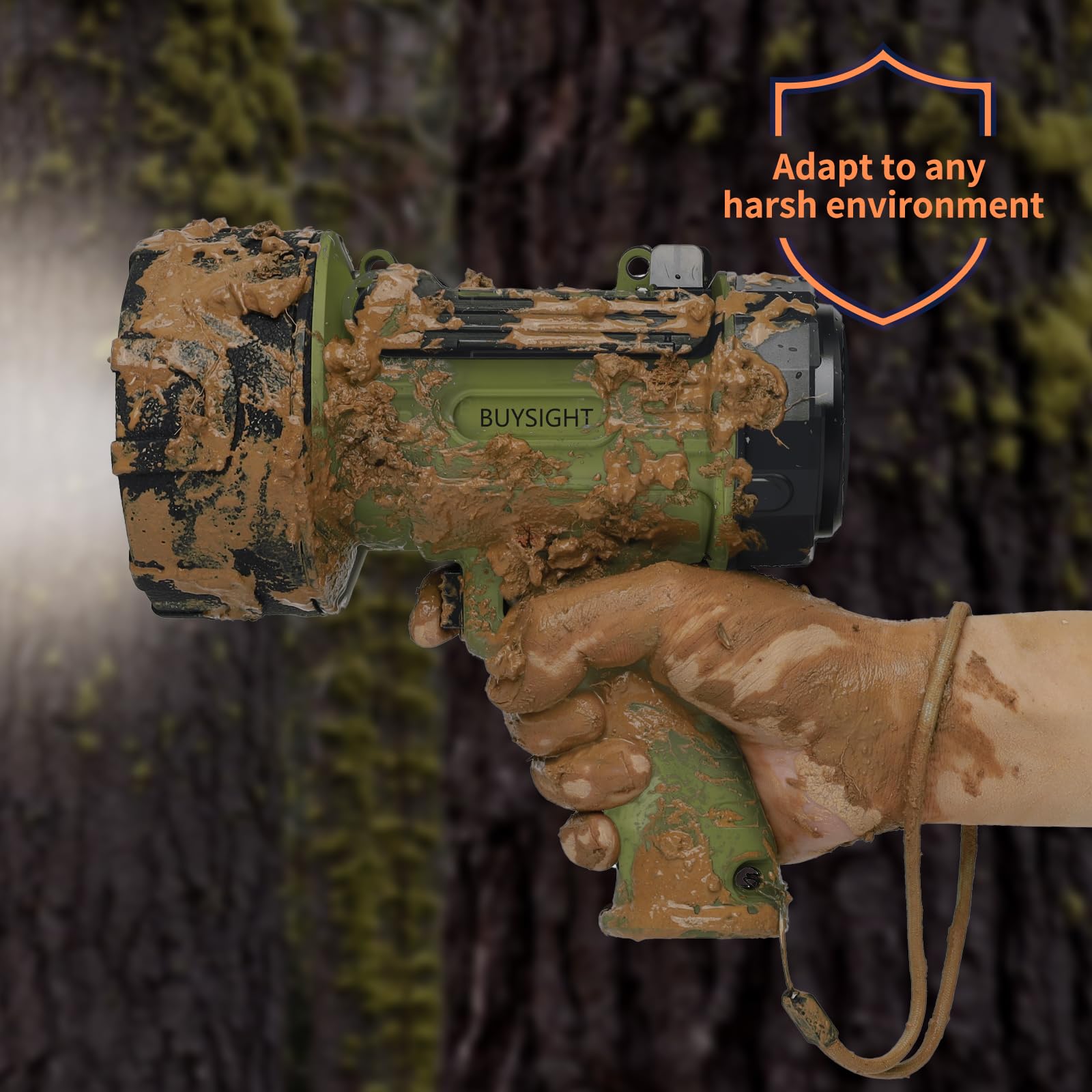 Buysight Rechargeable Spotlight Flashlight, 1000,000 Lumens Hand Held Spot Lights Waterproof Led Flashlight Hunting Lamp With Red Filter (Matcha Green)