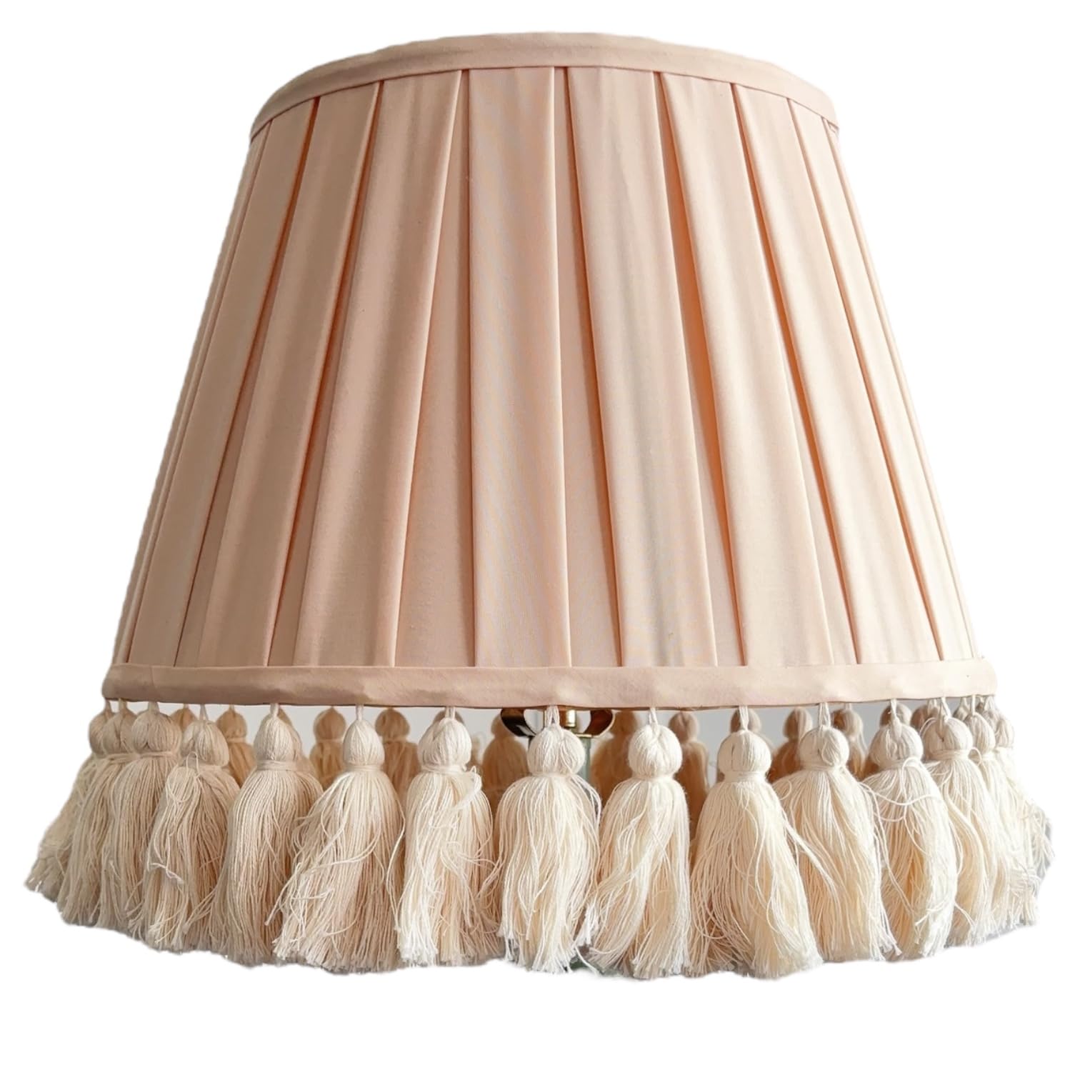 Tristan Home Round Pleated Lamp Shade with Tassels 9x14x12inches (The Height 12inch Includes Tassels) (Creamy Latte Brown)