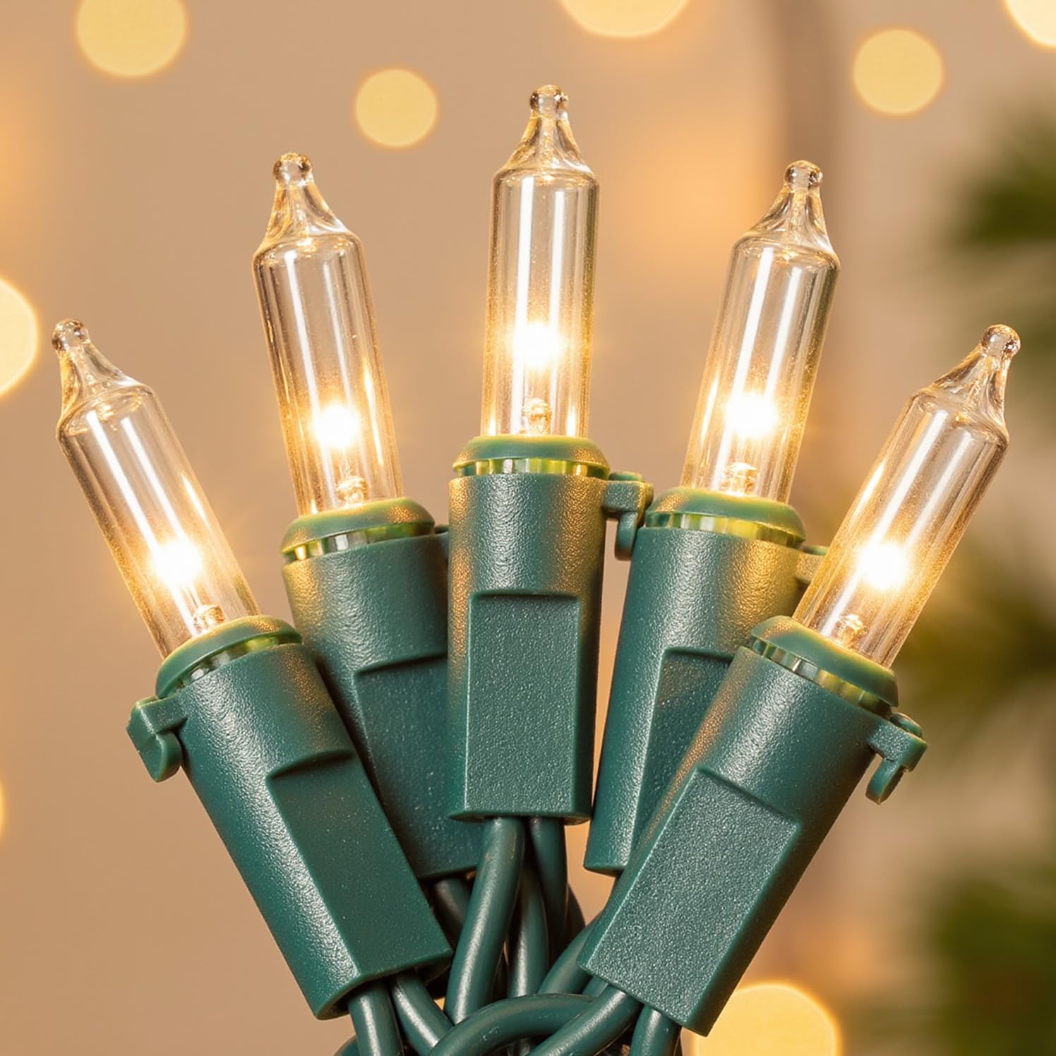 Oolaloo 50-Count White Christmas Lights With Green Wire  13Ft Incandescent Bulbs Mini String Lights Connectable For Indoor  Christmas Tree  Outdoor  Classroom  Party  Garland  Xmas