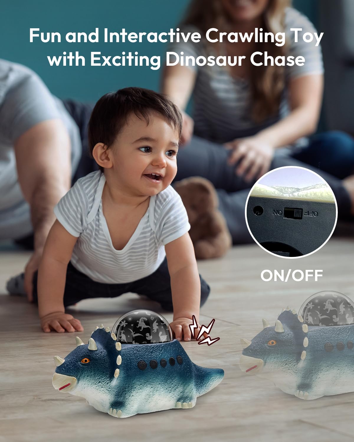 Beslike Dinosaur Night Light Projector for Kids, 360° Rotation, 14 Noises, Blue, ABS Plastic, Model B1, Perfect Gift for Ages 3-8