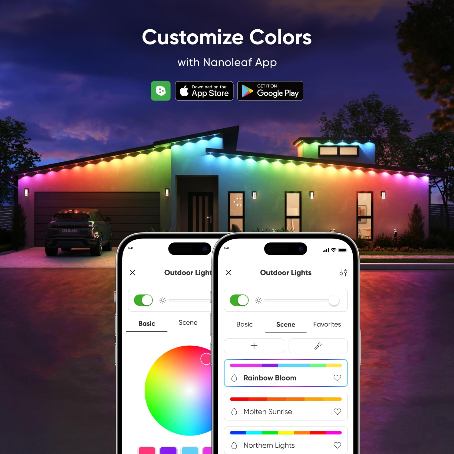 Nanoleaf Smart RGBCW Outdoor String Lights, 49ft IP67 Waterproof, Multicolor, Model N7401K03-15POL