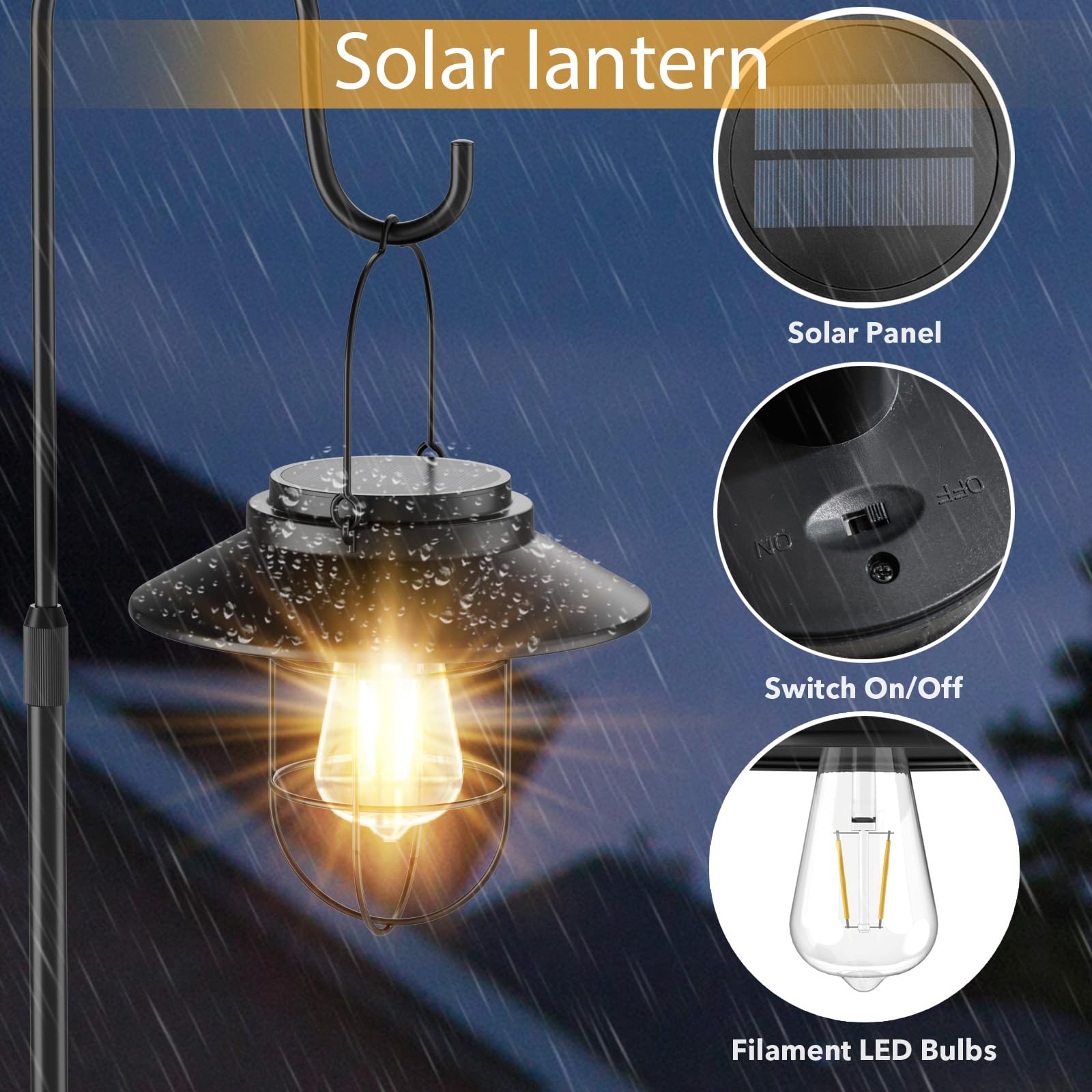 Kirschblte 60'' Solar-Powered Waterproof Outdoor Floor Lamp With Built-In Plant Stand - Multi-Use Lantern & Garden Decor For Pat