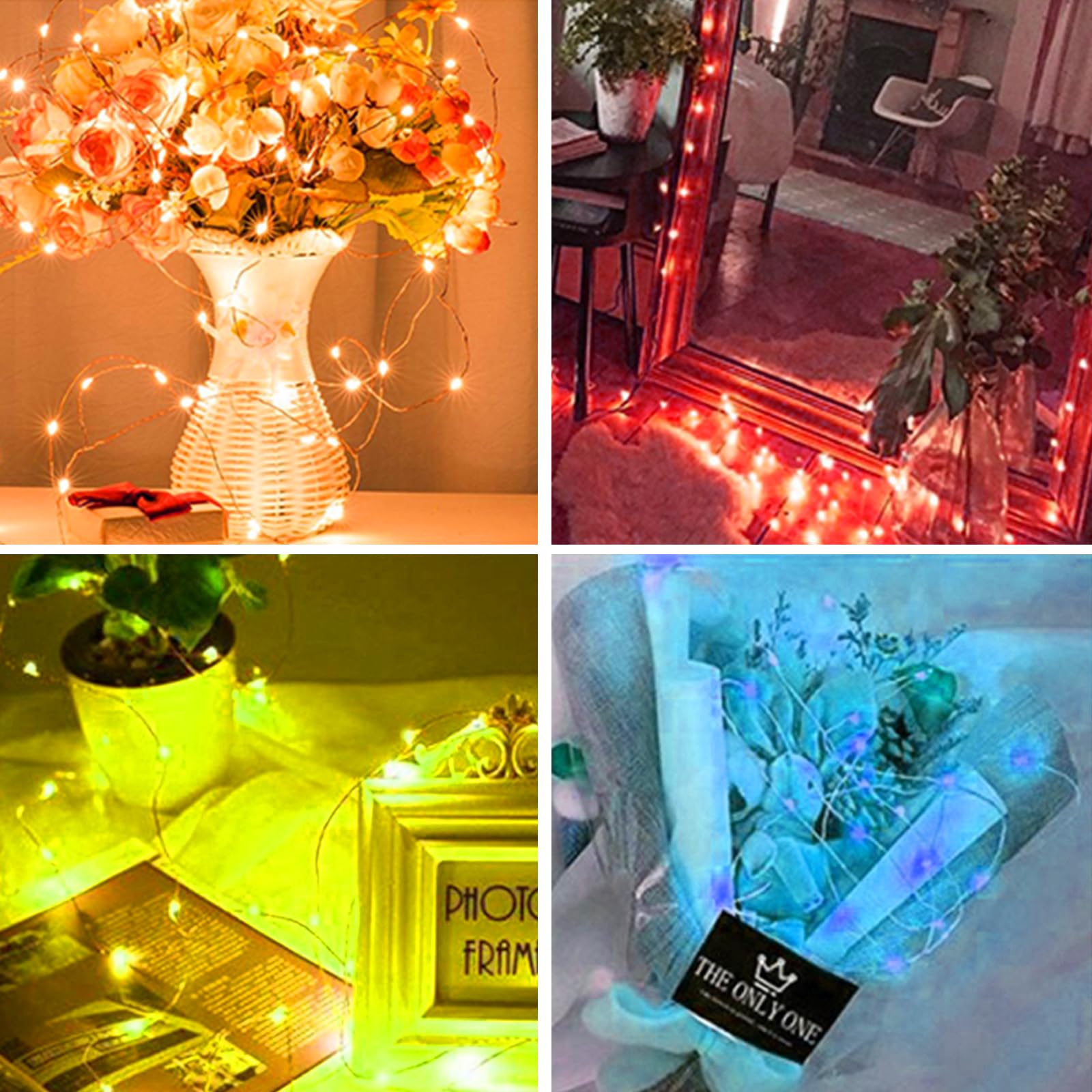 Ineximun 24 Pack Led Fairy Lights Battery Operated 7Ft 20Led Warm White Mini String Lights Waterproof Christmas Lights For Mason Jars Bedroom Diy Party Wedding Multi-Colored