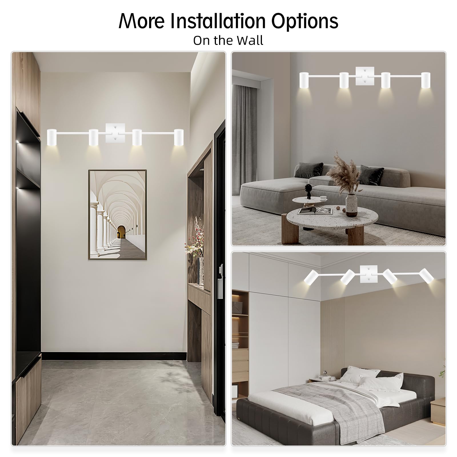 Boostarea 4-Light Track Lighting Kit, Modern Track Lighting Fixtures Ceiling, Rotatable Light Heads, Flush Mount Ceiling Spotlig