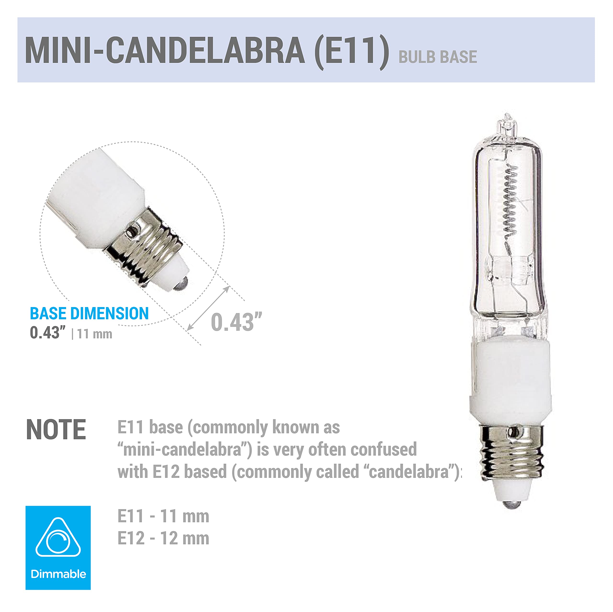 Kor (Pack Of 10) Q50Cl/Mc - 50 Watt Jd T4 E11 Mini Candelabra Base 120V Clear Light Bulbs