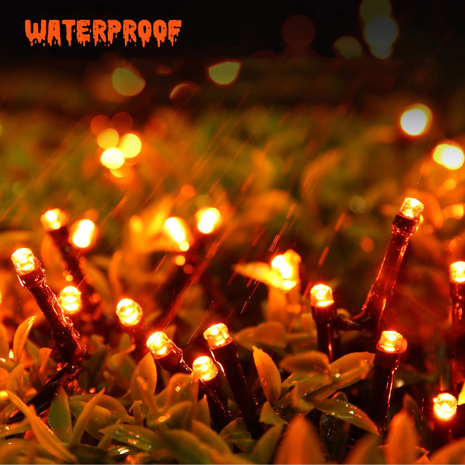 Orange Halloween Lights  114Ft 300 Led Connectable Orange Lights With 8 Modes  Waterproof Low Voltage Halloween String Lights  Outdoor String Light For Party  Yard  Garden  Indoor Spooky Decorations