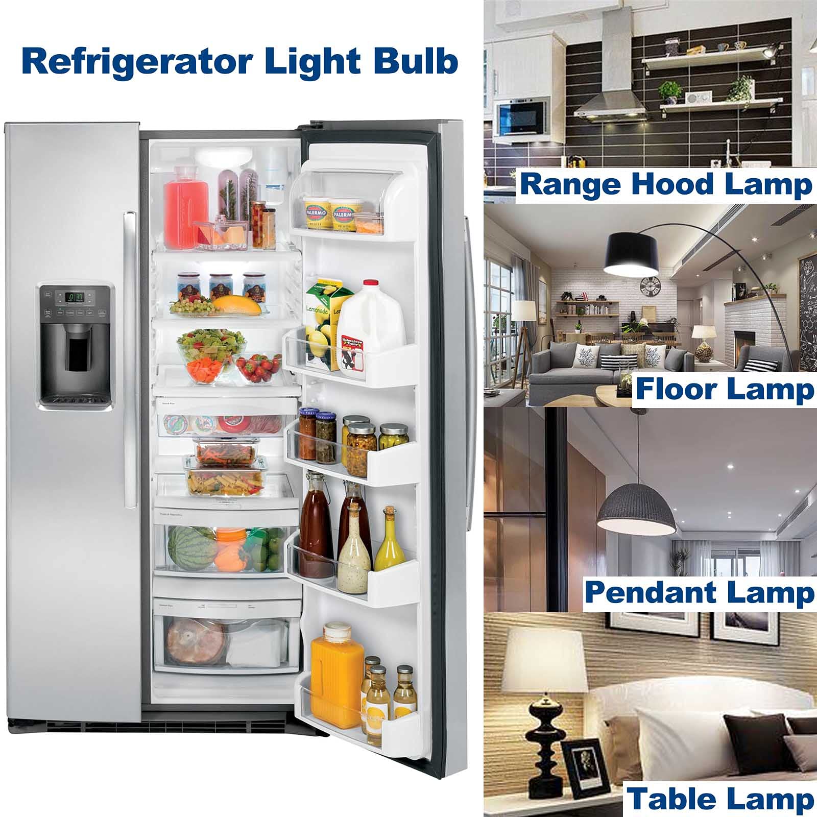 ZHENMING LED Refrigerator Bulb 7W E26 Medium Base Daylight White 5000K T5766C-E27-DW 3 Pack