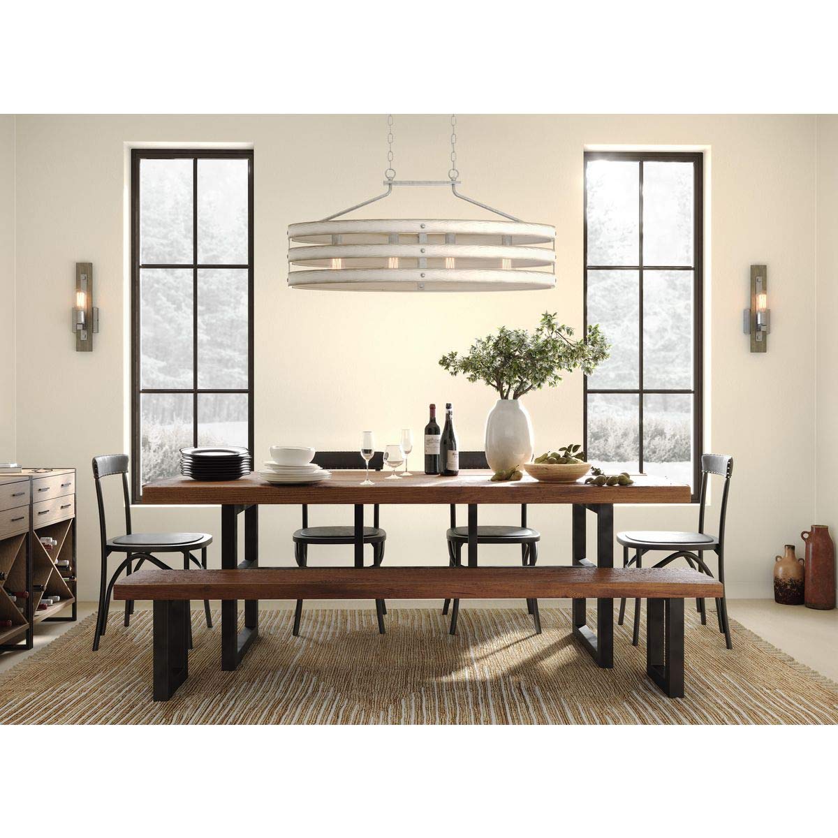 Progress Lighting Gulliver Collection 4-Light Coastal Linear Chandelier Light Galvanized, Gray