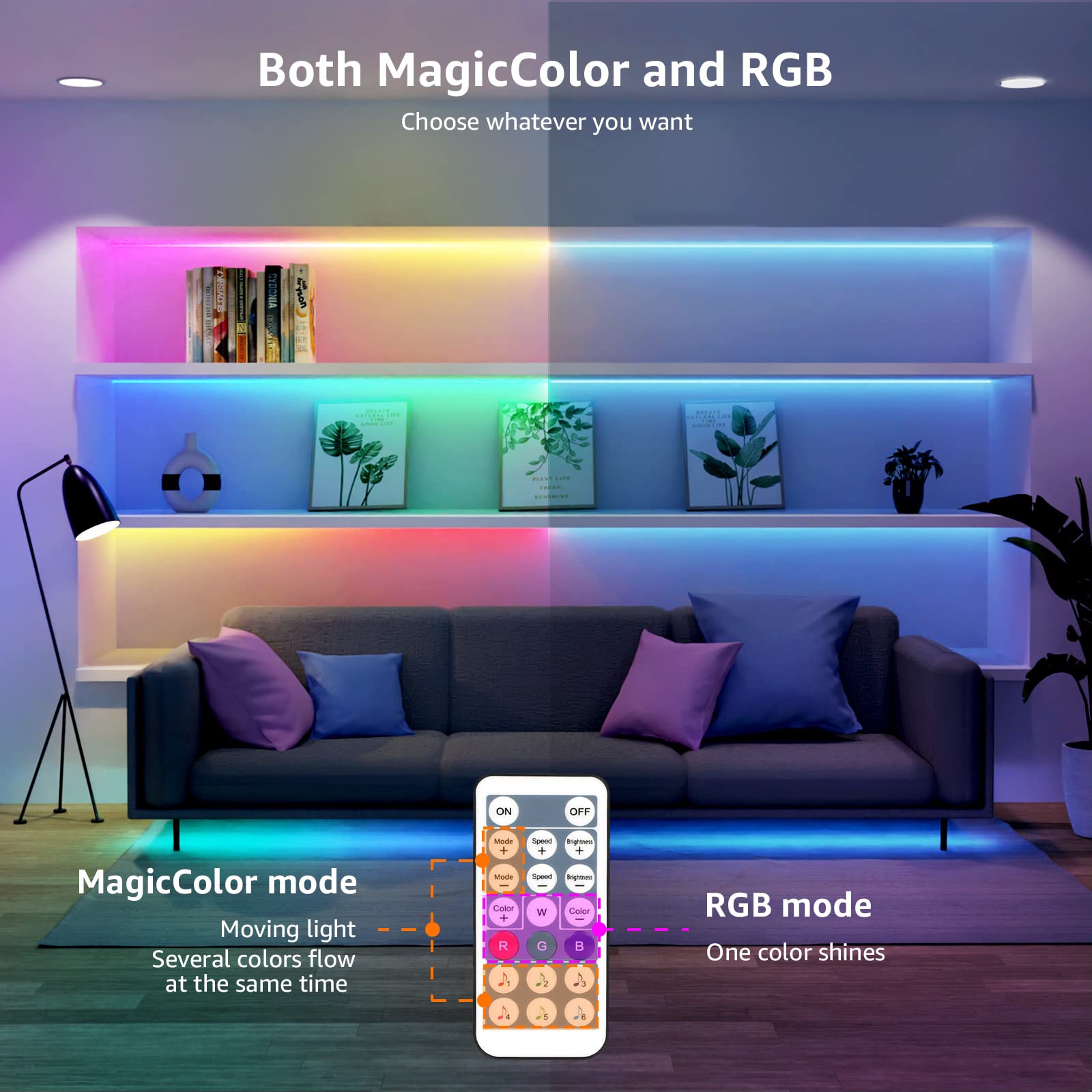 Lepro LED Strip Lights 65.6ft RGB 5050 Music Sync with Remote, Vinyl, Model PR410096-RGB-WP-US