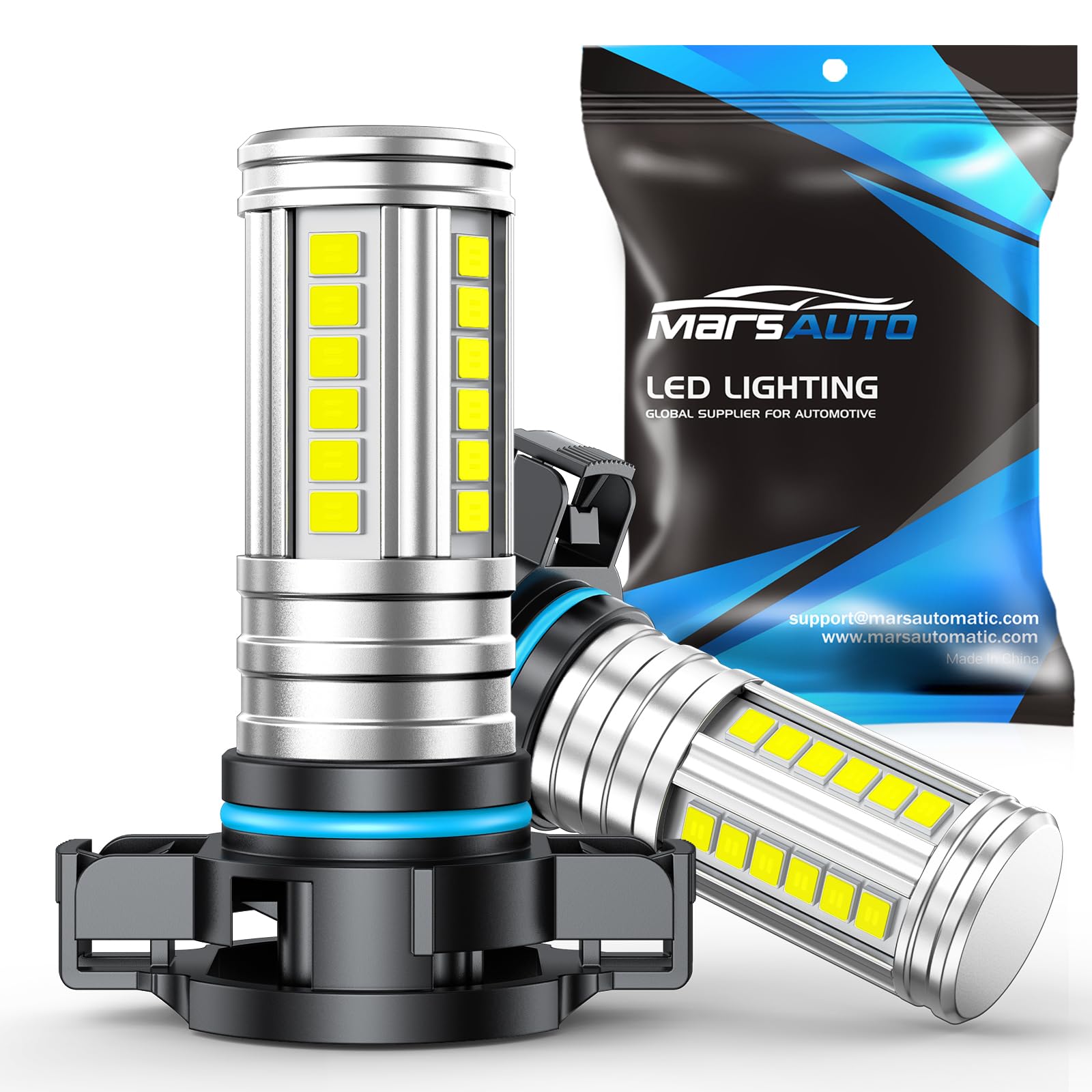 Marsauto 5202 Led Fog Light Bulbs, 12,000 LM, 6500K White, 360° Illumination, Pack of 2, Compatible with 5201/