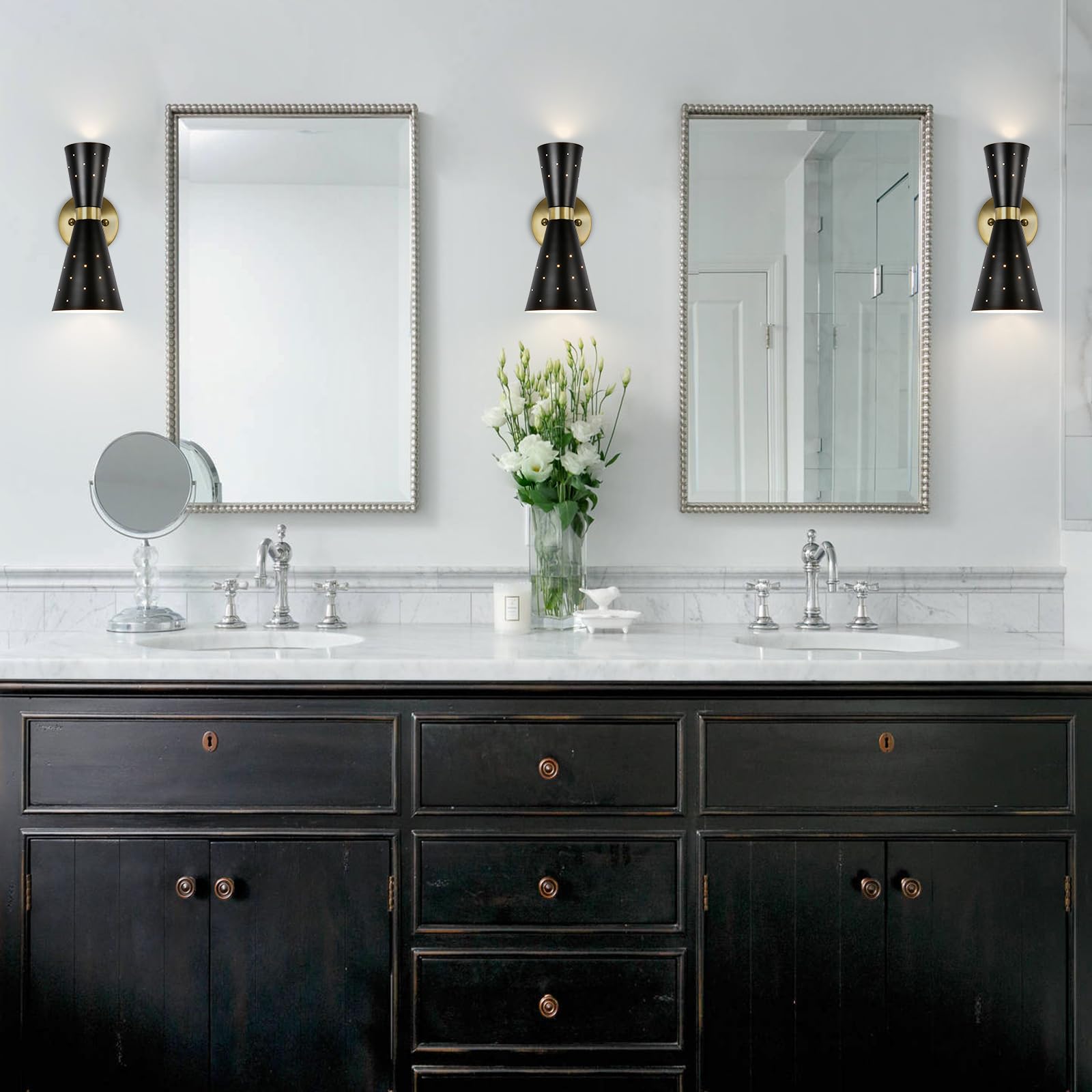 Black Wall Sconce Mid Century Modern Sconce Wall Lamps For Bedroom Industrial Metal Bathroom Vanity Light Bedside Sconce Light E