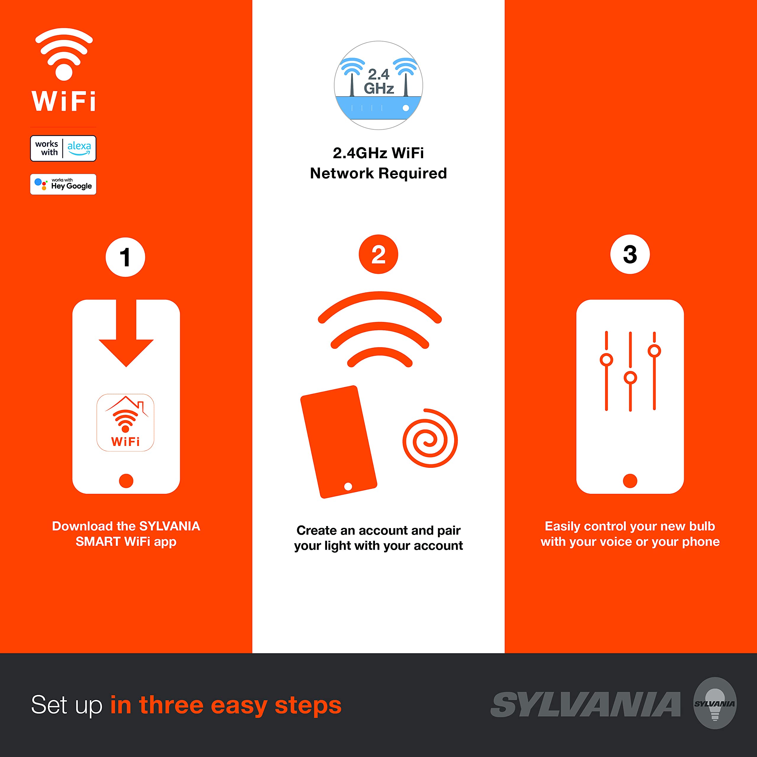 LEDVANCE SYLVANIA Smart LED Light Strip, 6.5 ft, Dimmable, WiFi, Color + Tunable White, Model 75704, Starter Kit