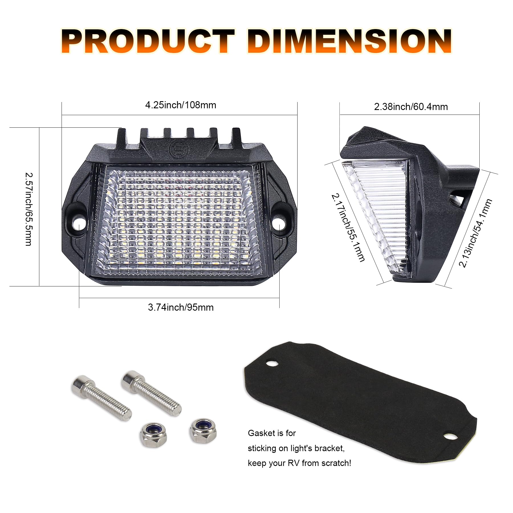 POVTOR RV Exterior LED Light, 39 LED Porch Light With 1300LM White/1000LM Amber 12V Lights Replacement Kits for Trailers Campers