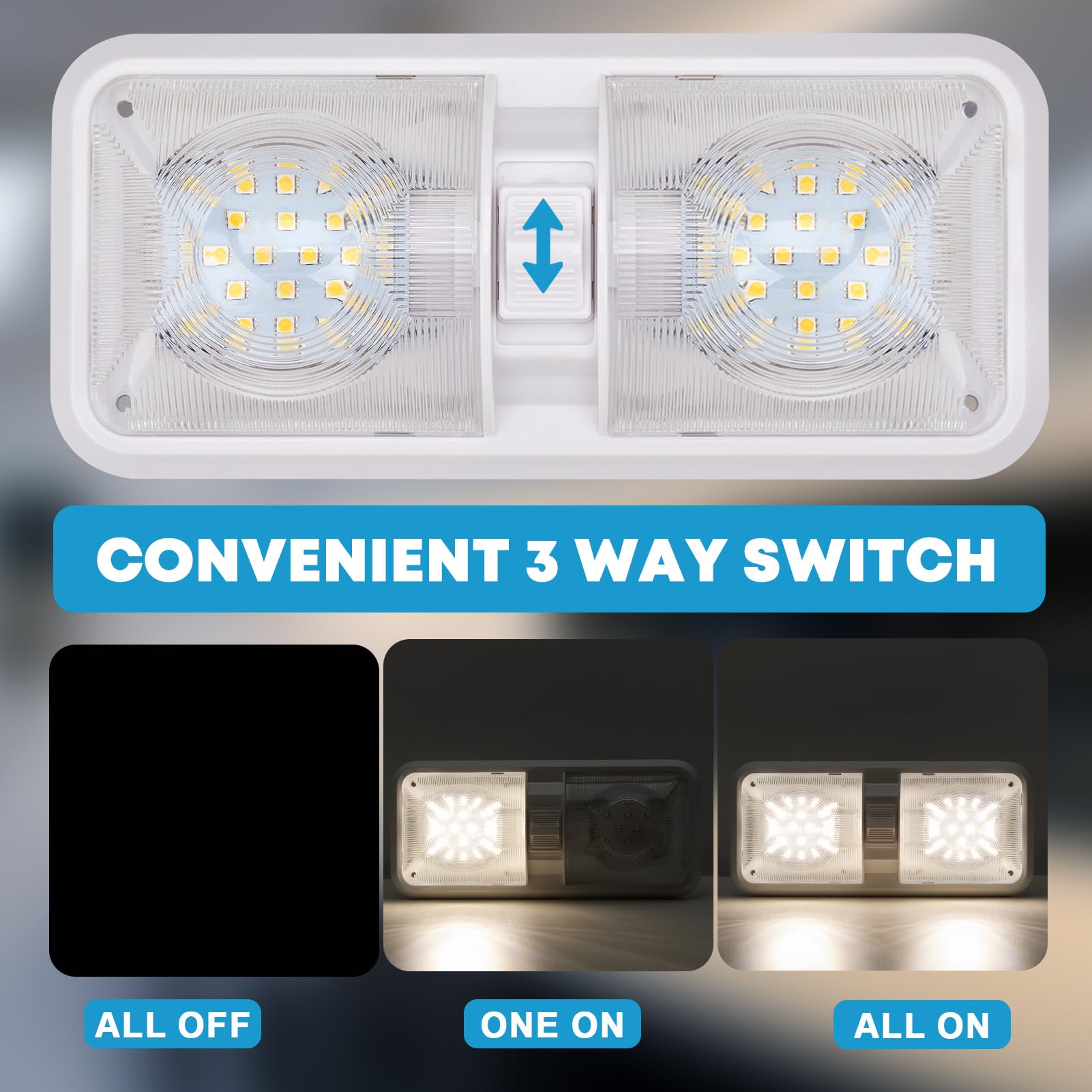 Kohree Rv Lights Interior, Upgrade 800 Lumens Rv Led Ceiling Lights, 12V Rv Lights Fixture With On/Off Switch For Rv Car Trailer