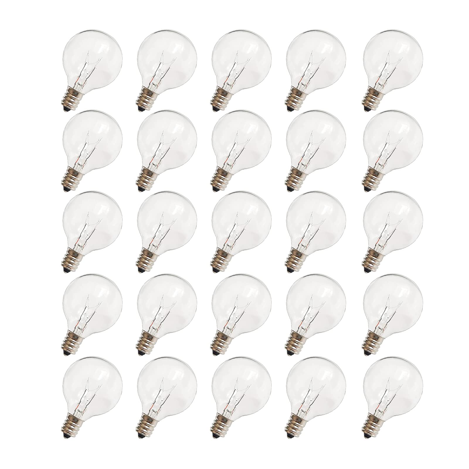 Chyparty G40 Replacement Light Bulbs, 120V 5W Clear Globe Bulb, E12 C7 Candelabra Base, 1.5 Inch Glass Incandescent Bulbs For In