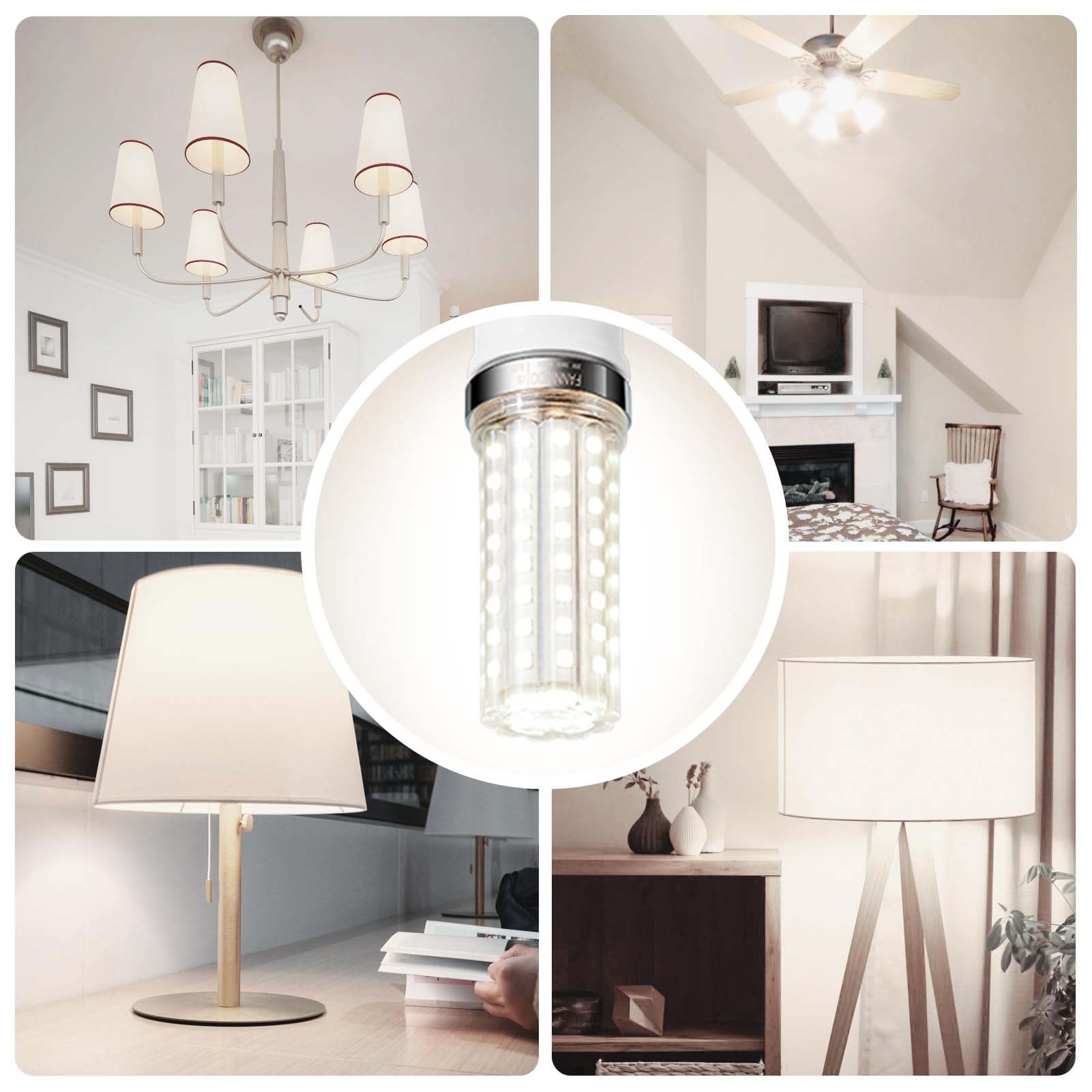 FanNicoo LED Corn Light Bulb, 150W Equivalent, 2500 Lumen, 4000K Neutral White, E26/E27 Base, Pack of 4