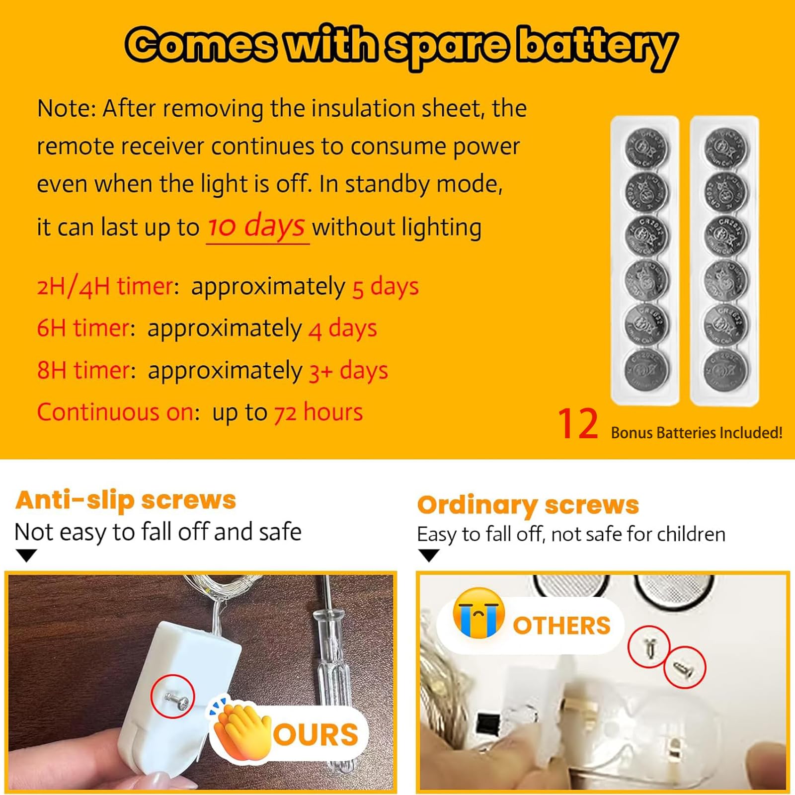 HXWEIYE Fairy Lights 6 Pack Remote & Timer 20LED 7ft Warm White Battery Operated Mini Firefly Lights for Indoor Outdoor Use