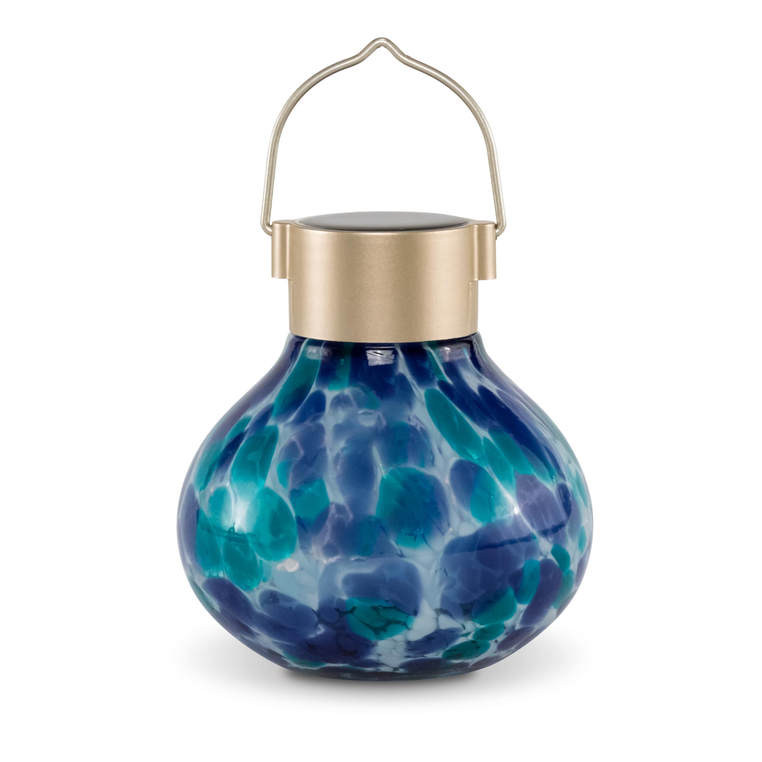 Allsop Solar Tea Lanterns Handblown Glass, 5-Inch, Tidal Blue
