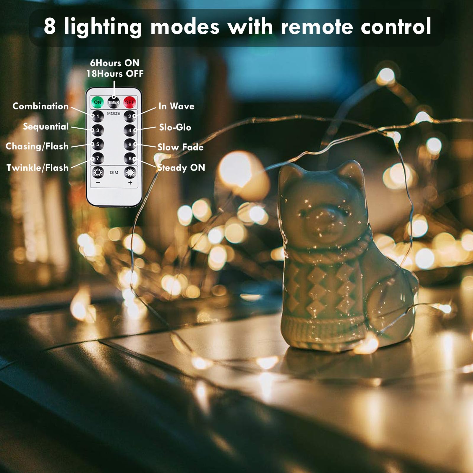 YIQU 3-Pack 78FT 240 LED Fairy Lights, Warm White, Battery Operated with Timer & Remote, Waterproof, 8 Modes for Indoor/Outdoor Use