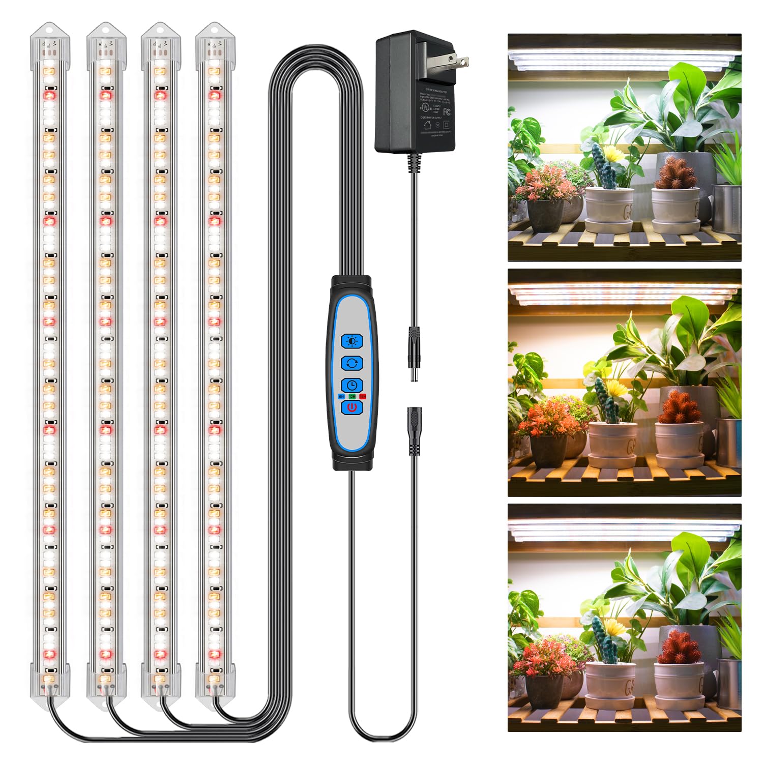 Kullsinss Grow Lights For Indoor Plants, 16&quot; Full Spectrum Plant Grow Light Strip With Upgrade Timer 6/12/16 Hrs, 3 Spectrum Modes, 240 Leds Sunlike Growing Lamp For Seedlings Hydroponics Succulent