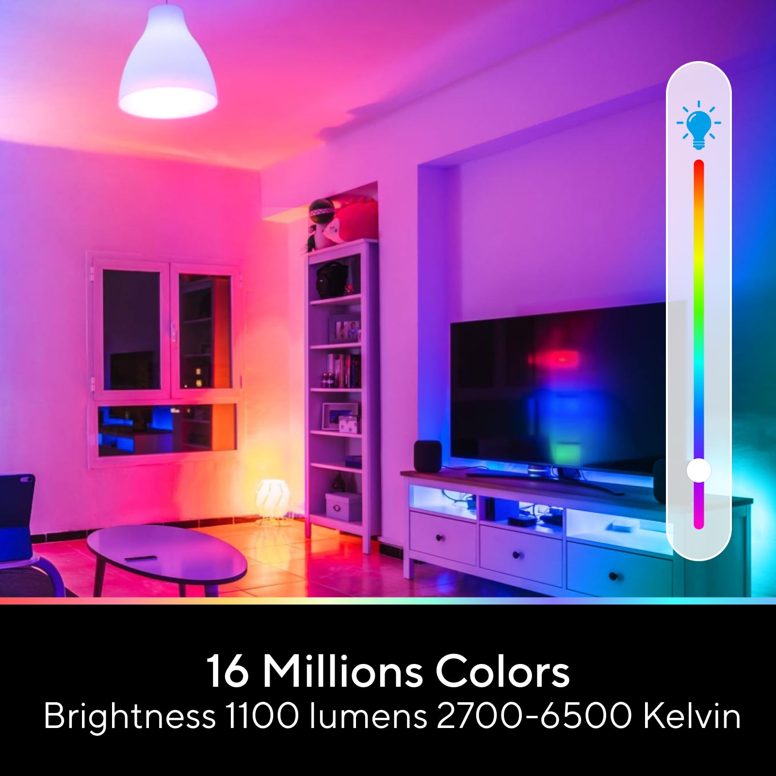 U-tec Smart Light Bulbs A19-C1-4, 1100 Lumen, 90+ CRI, WiFi & Bluetooth, RGB, 4 Pack, White