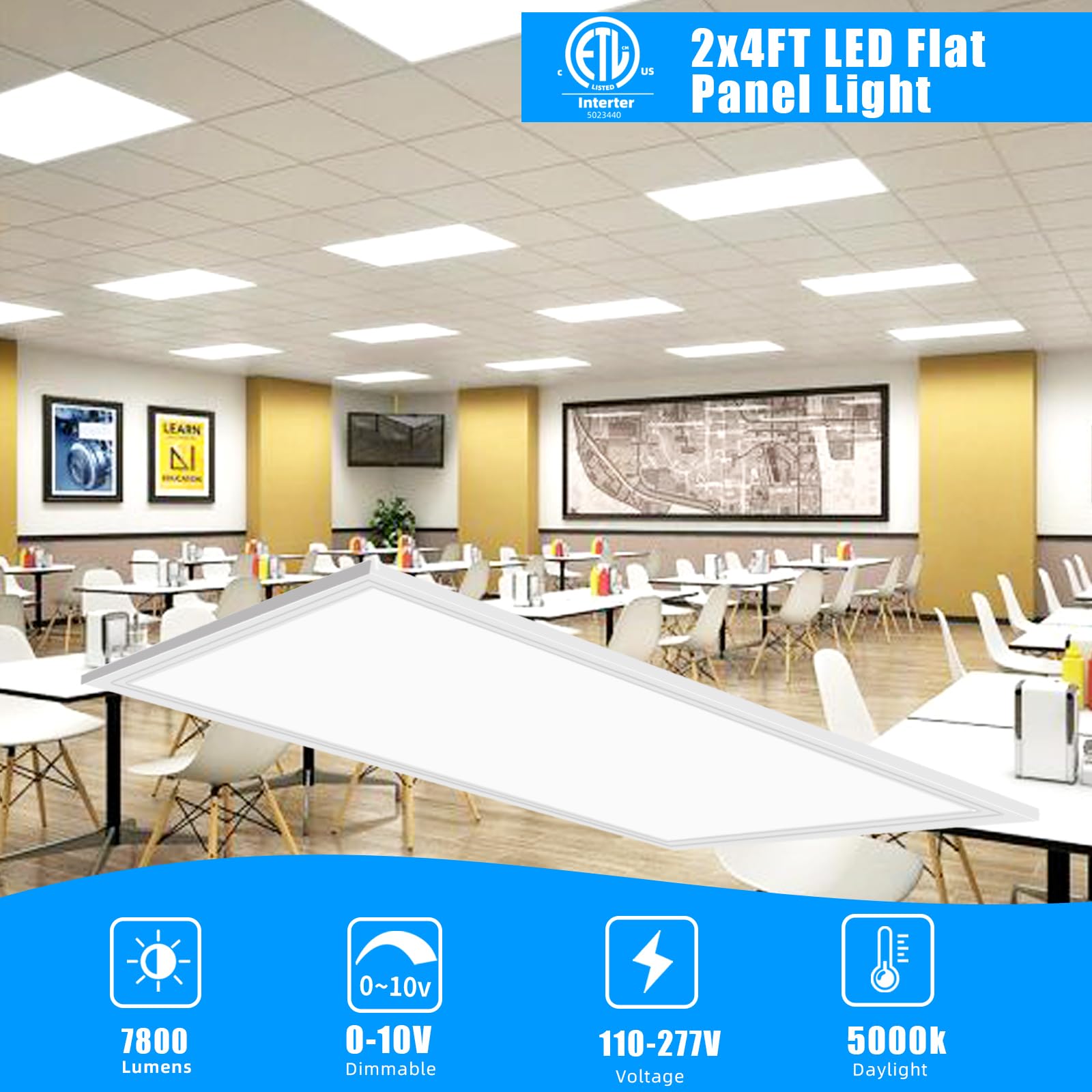 Seuron 12Pcs 2X4 Led Flat Panel Light, 5000K Daylight White Drop Ceiling Office Lights, 7800Lm Recessed Edge-Lit Fixture, Dimmable 0-10V Led Troffer Light Fixtures For Ofiice Kitchen, Etl Listed