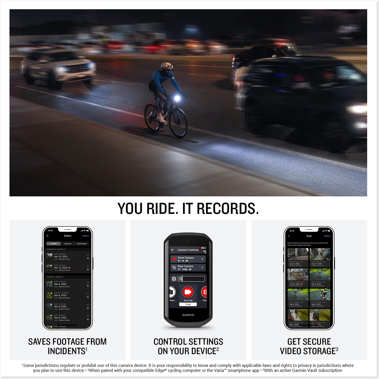 Garmin Varia Vue, Cycling Headlight And 4K Camera, Light Intensity Up To 600 Lumens, Crystal-Clear Video Recording, Incident Det