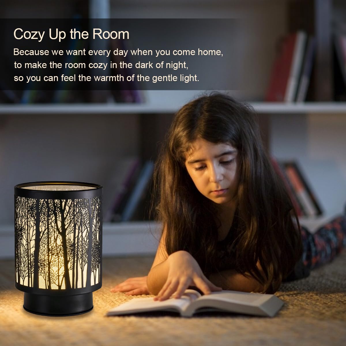Battery Operated Lamp With Timer, Glass Cordless Lamp For Power Outage, Decorative Small Accent Lamp For Area No Plug, Battery Powered Lamp For Corner/Entryway/Stairway/Bathroom/Fireplace (Tree)