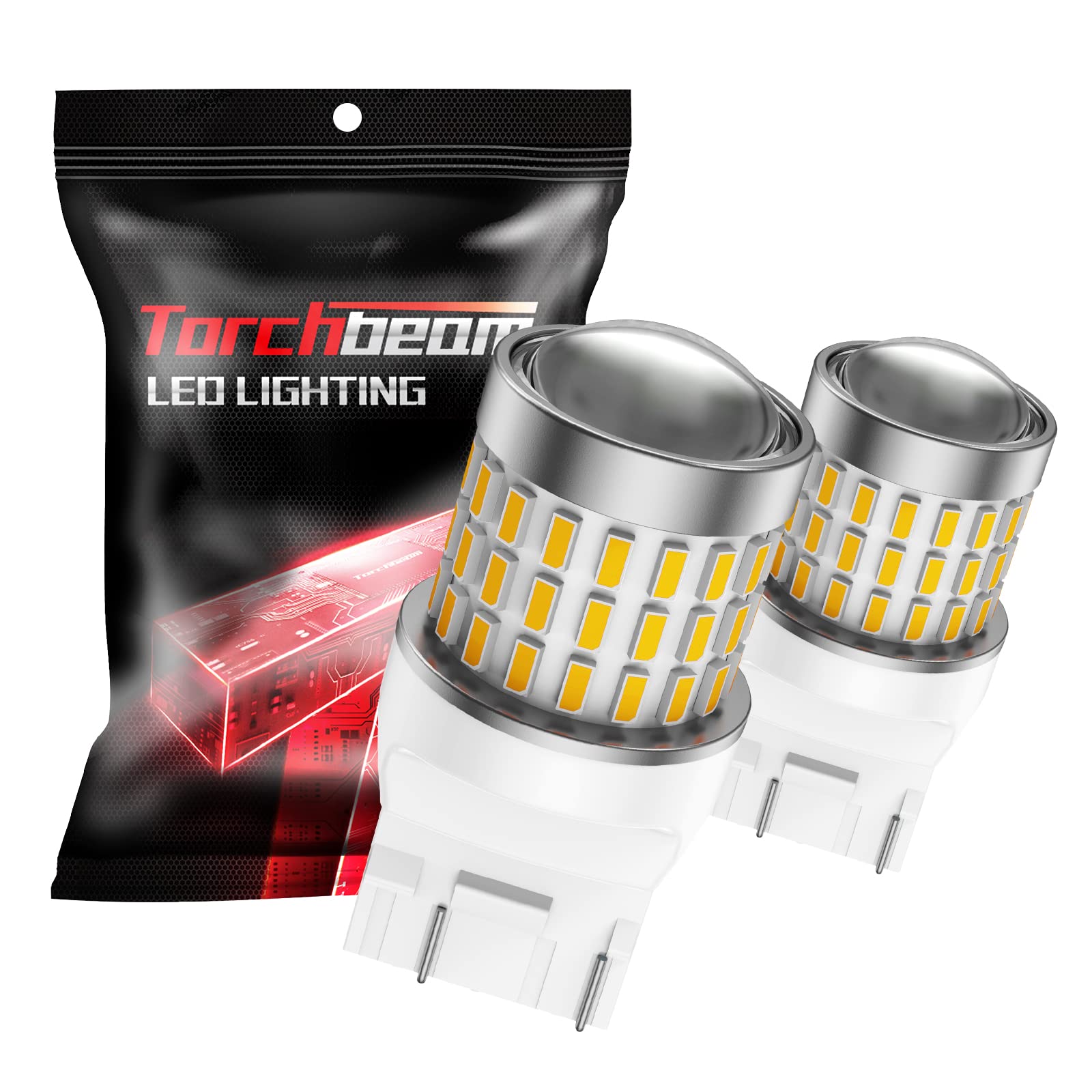 Torchbeam LED Turn Signal Light Bulbs, Amber, 7443/7440, Aluminum, Projector Replacement for Parking Front Rear