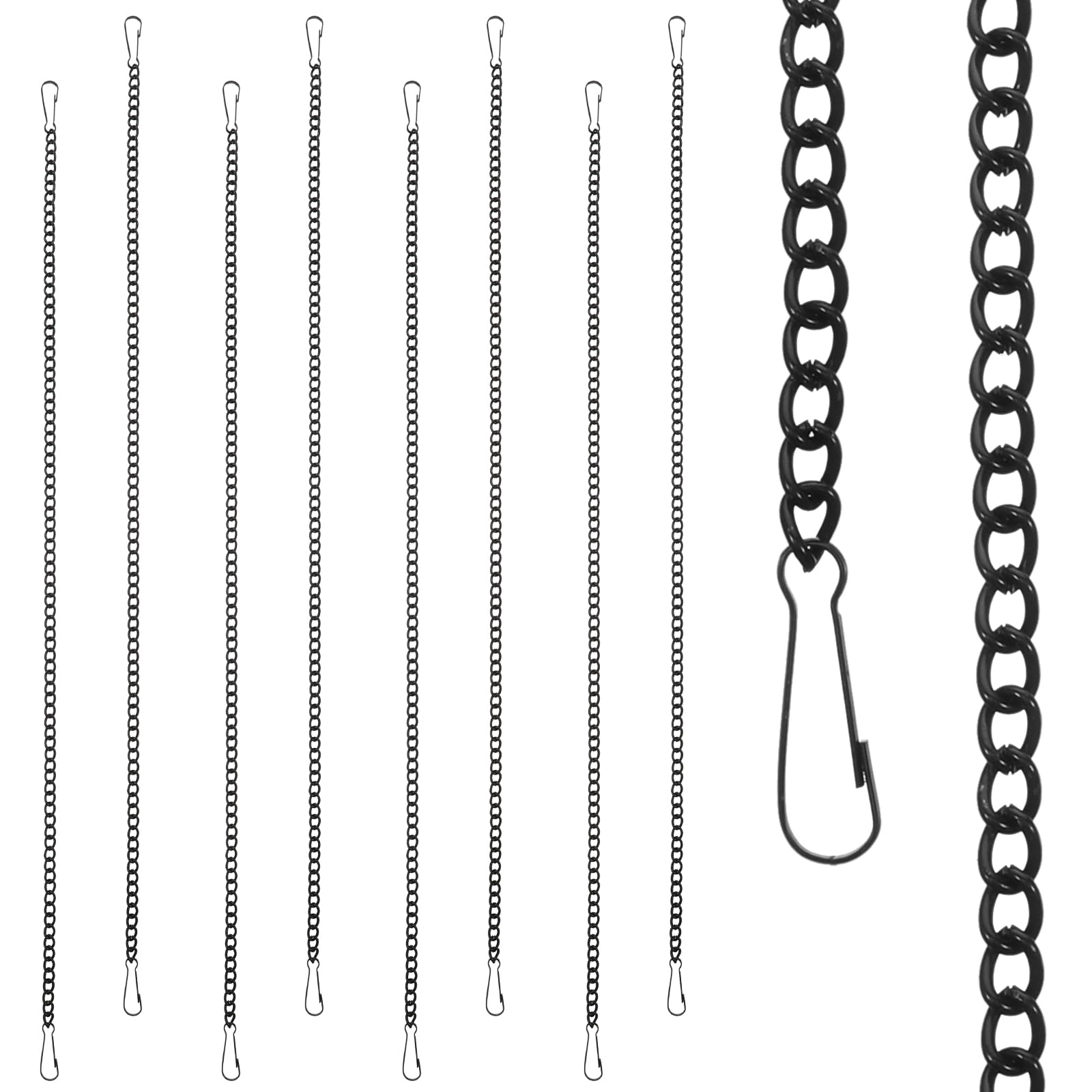 8 PCS Black Chain for Hanging Stained Glass 20 Inch Window Hang Chain to Hang Pictures with Hooks for Courtyards, Gardens, Outdo