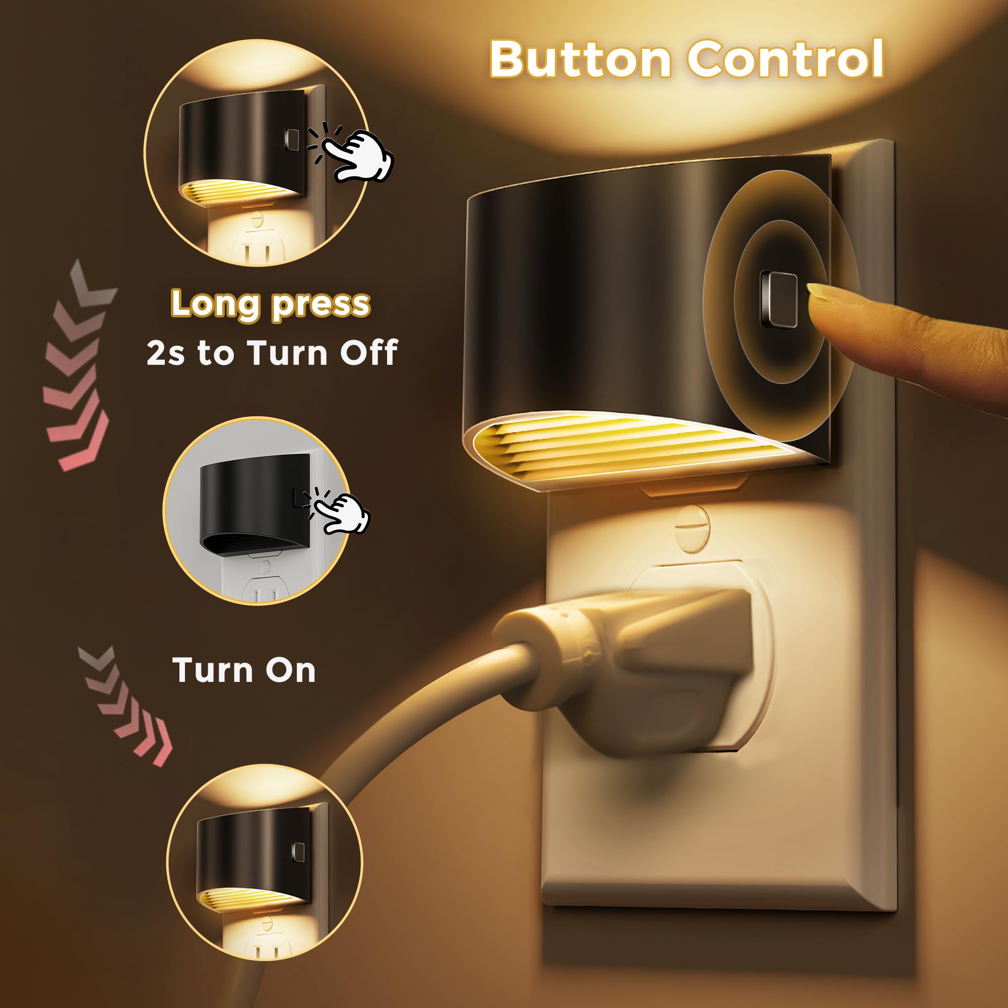 L LOHAS LED Night Lights, 8 RGB Colors, Dusk to Dawn Sensor, 2 Pack, Black-Multi Colors, Model GY10709US-2