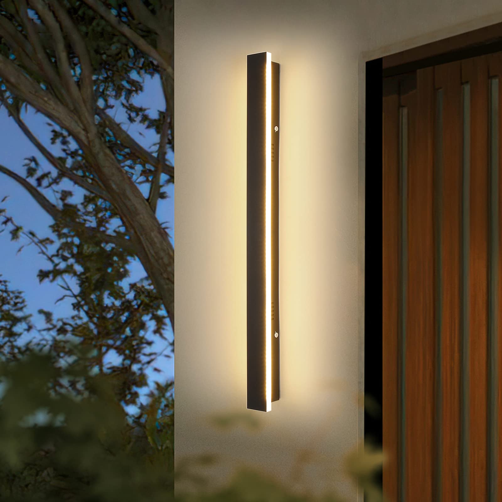 Modern Outdoor Long Led Porch Lights, 31 W Tricolor Light 3000K/4500K/6000K Wall Mounted Simple Long Strip Acrylic Wall Light, 3