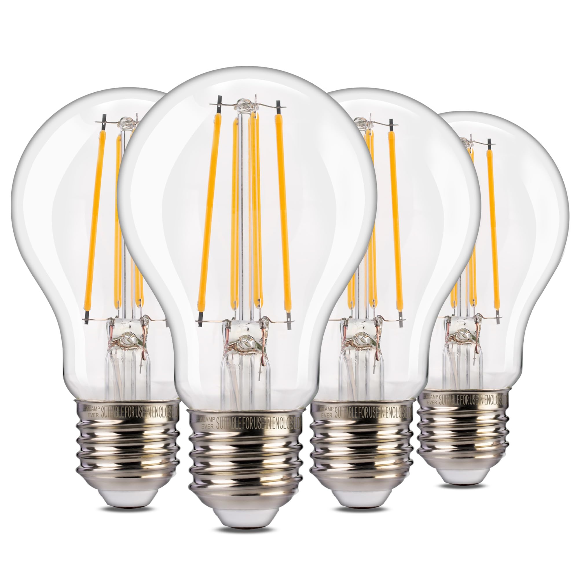 Alampever 1400Lm Dusk To Dawn Led Outdoor Light Bulb, 4-Pack A19 Led Bulb 100W Equivalent, E26 Base, 2700K Soft White, 8W Automa