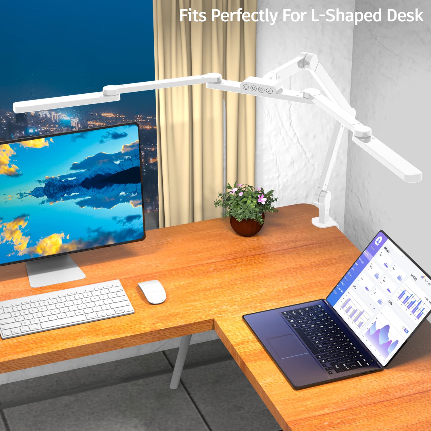 Epabina Led Desk Lamp For Home Office, 41.5'' White Clip On Architect Desk Lamp With Clamp, 24W Adjustable Dimmable Bright Swing