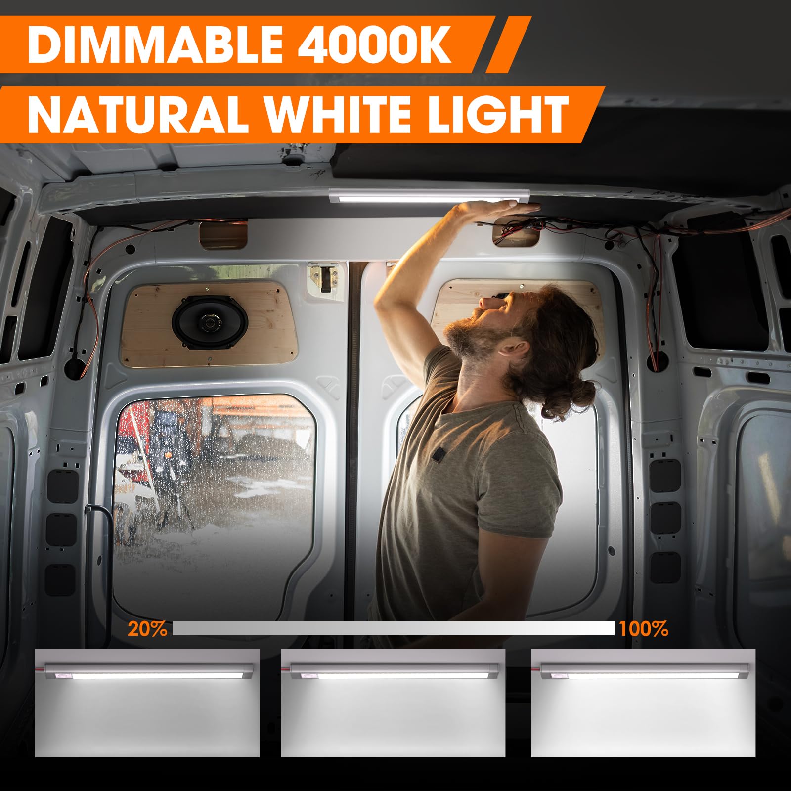 12 Volt Led Lights  Enclosed Trailer Light  Rv Interior Lighting  4000K String Lights For Trailer  Truck  Van  Rv(2Pack  Silver)