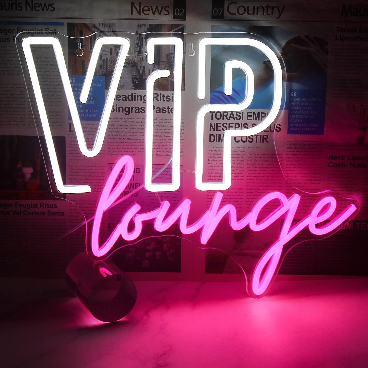 Horseneon Neon Sign for Wall Decor, USB Powered LED Light, Pink&White, Ideal for Bar, Cafe, Hotel, VIP Room, Home Decoration