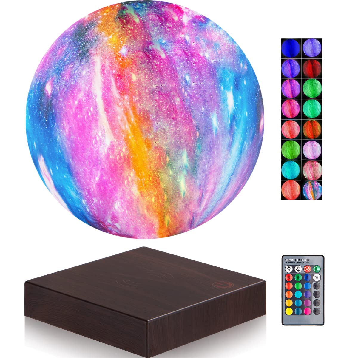 VGAzer Magnetic Levitation Moon Lamp Globe Night Light Floating 3D Moon LED Colorful Light for Home Decoration Table Lamp