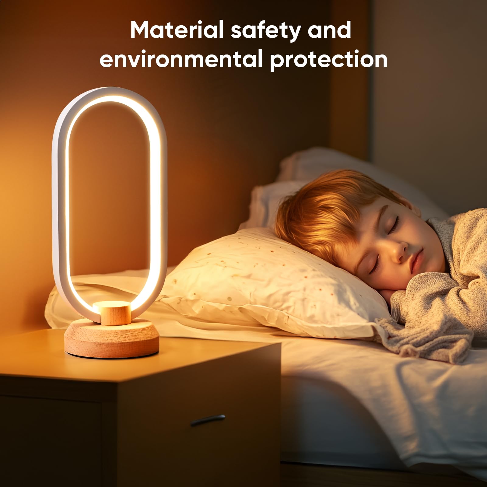 Lonrisway Modern Desk Lamp Led Wood Table Lamp, Bedroom Bedside Night Light, Dimmable Led Lighting, Creative Home Decor, Unique House Warmging Gift