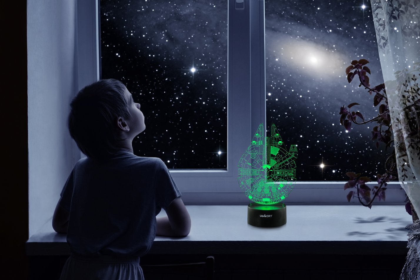 Ubikort Star Wars Millennium Falcon 3D Lamp - Star Wars Gifts For Men Or Kids Birthday Decor Fans [Upgrade Version]