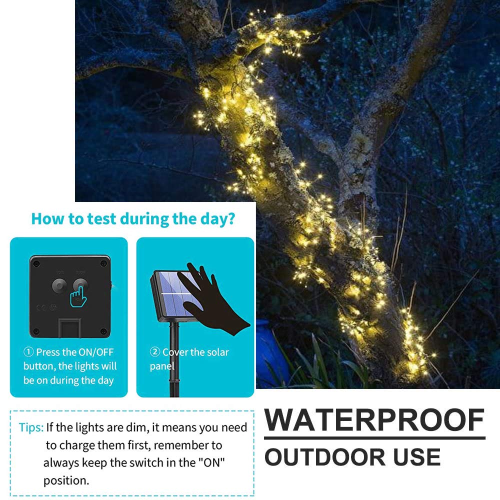 soltuus Solar Fairy String Lights - 180 LEDs Waterproof Outdoor Decor, Warm White, Copper Material