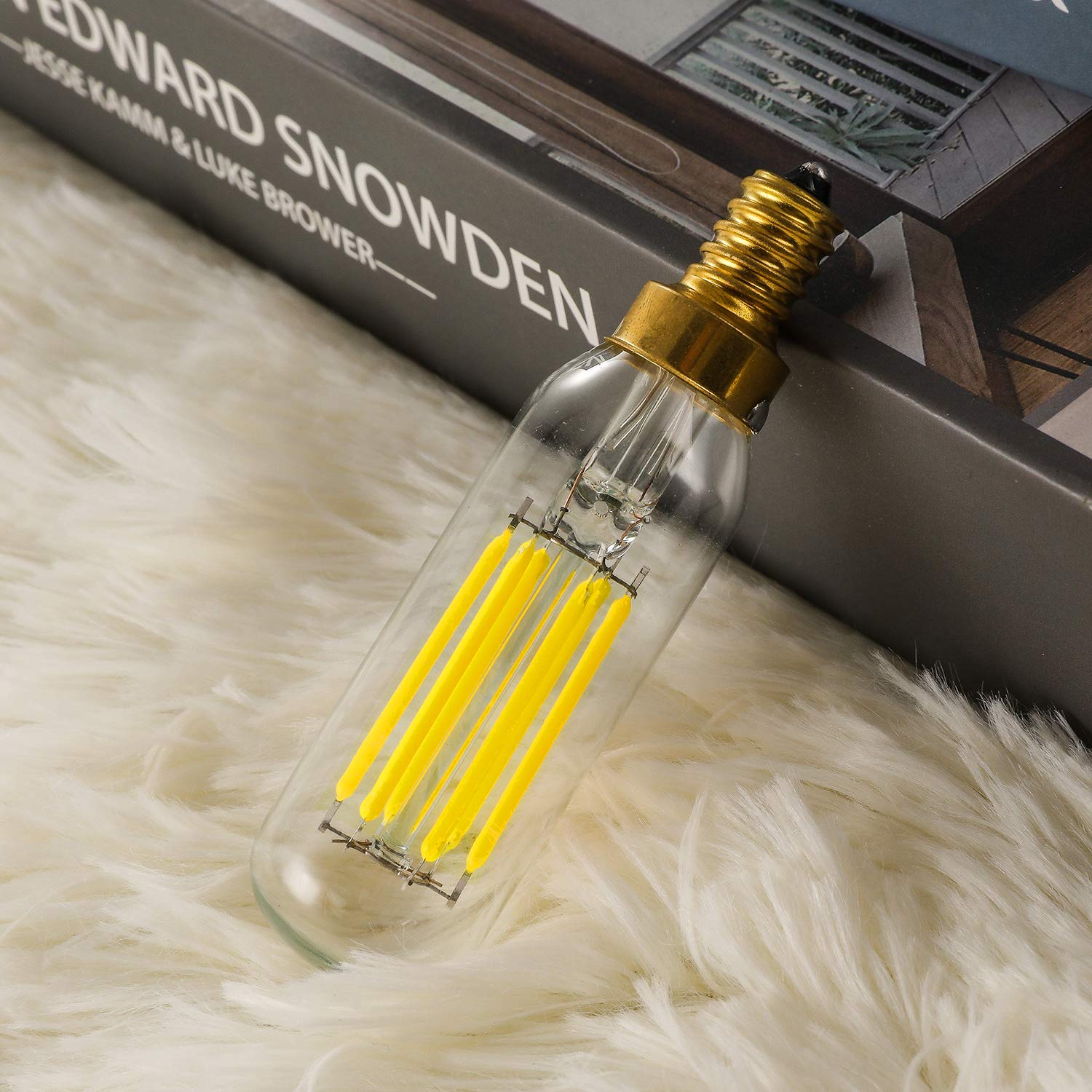 Leools Dimmable T6 Led Bulb 60W Candelabra Led 4000K Clear 600Lm 6W E12 Edison Bulb Neutral White 12Pack