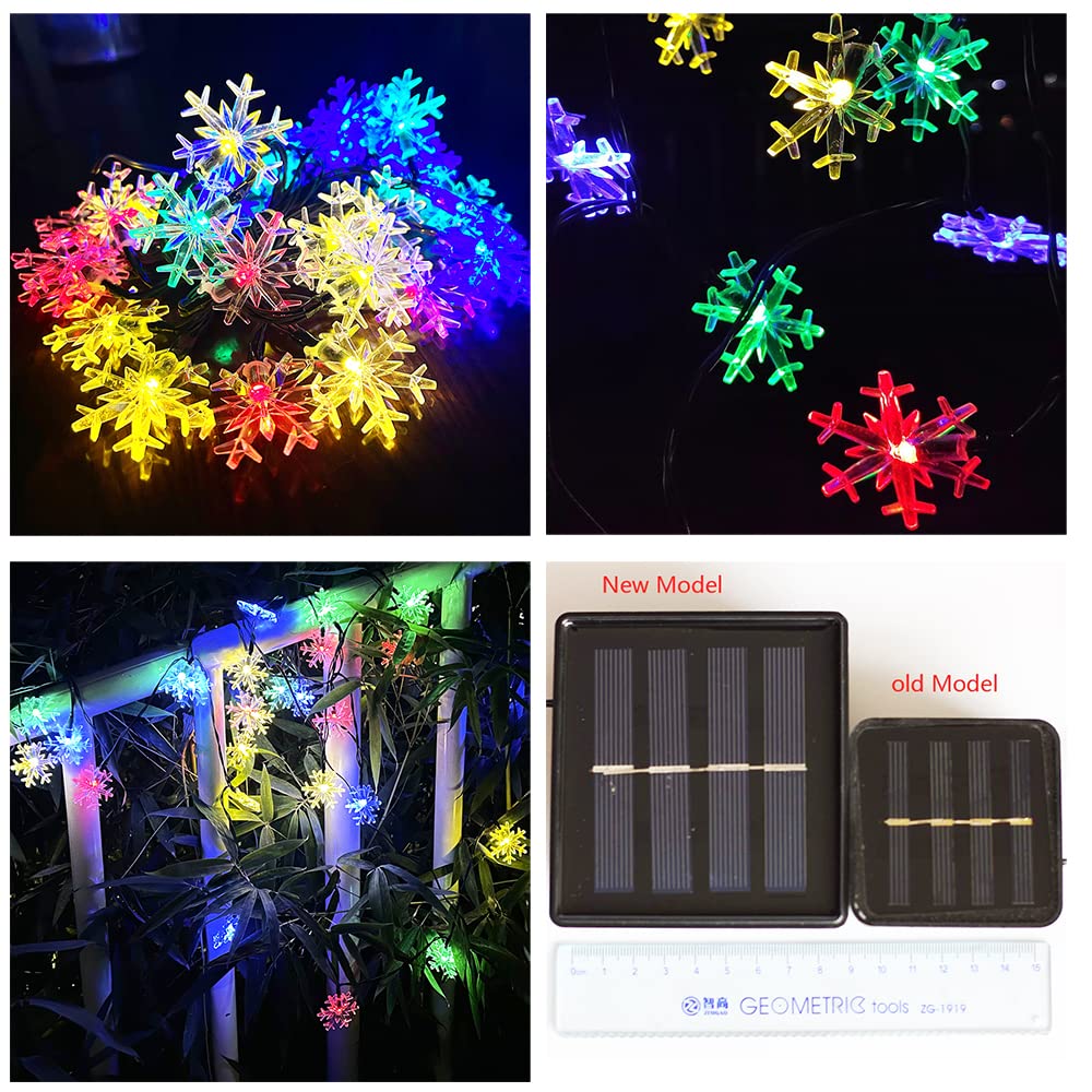 Inngree Solar Christmas String Lights Outdoor Waterproof 36Ft 60 Led 8 Modes Solar Fairy Snowflake Powered String Lights For Garden Patio Yard Home Christmas Tree Parties(Snowflake-Multicolor-60Led)